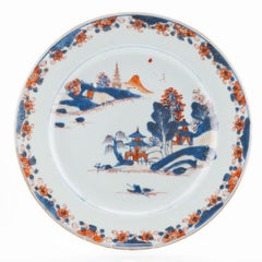 Antique Chinese Porcelain Plate Landscape Kangxi / Yongzheng