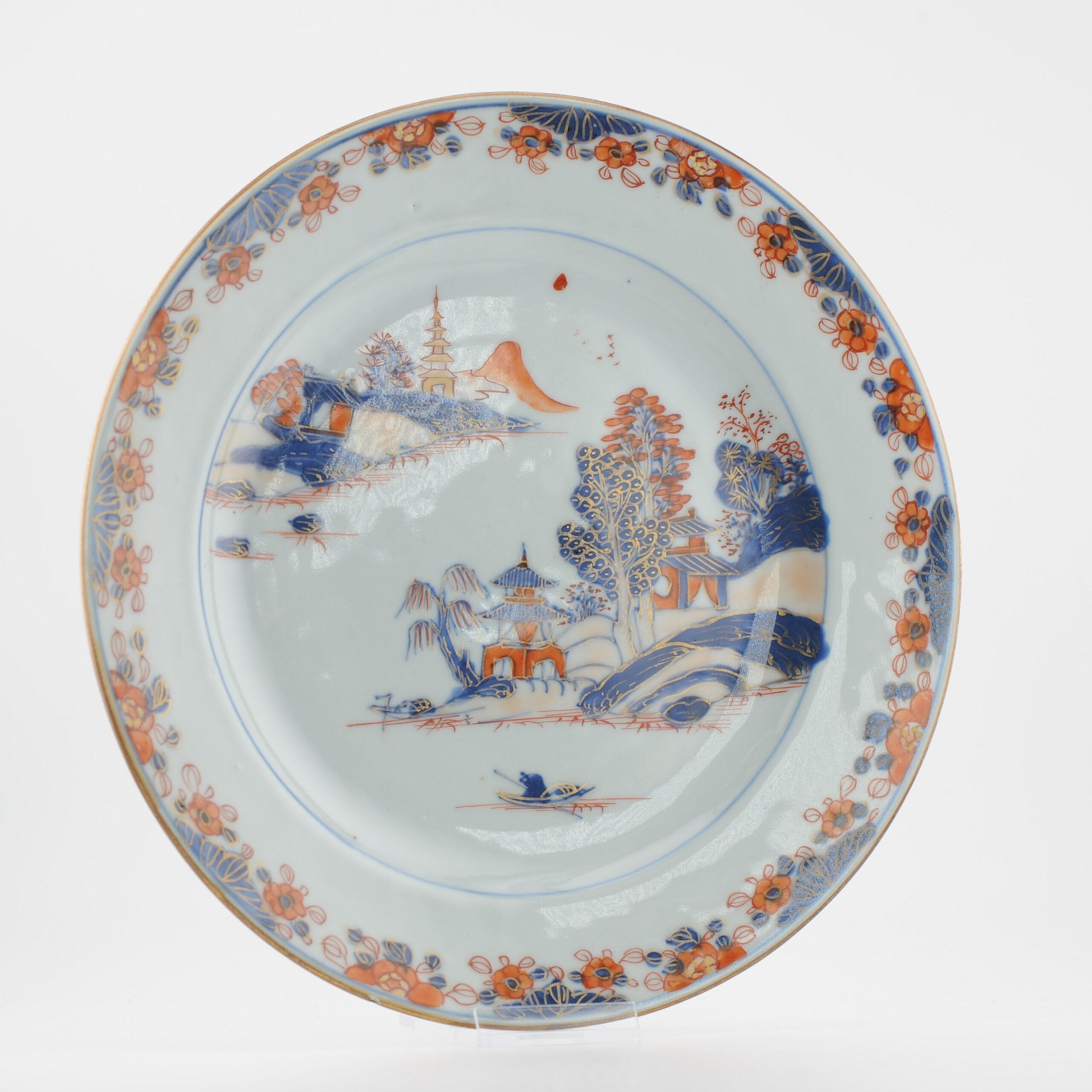 Antico piatto di porcellana cinese Paesaggio Kangxi / Yongzheng Porcellana in vendita 8