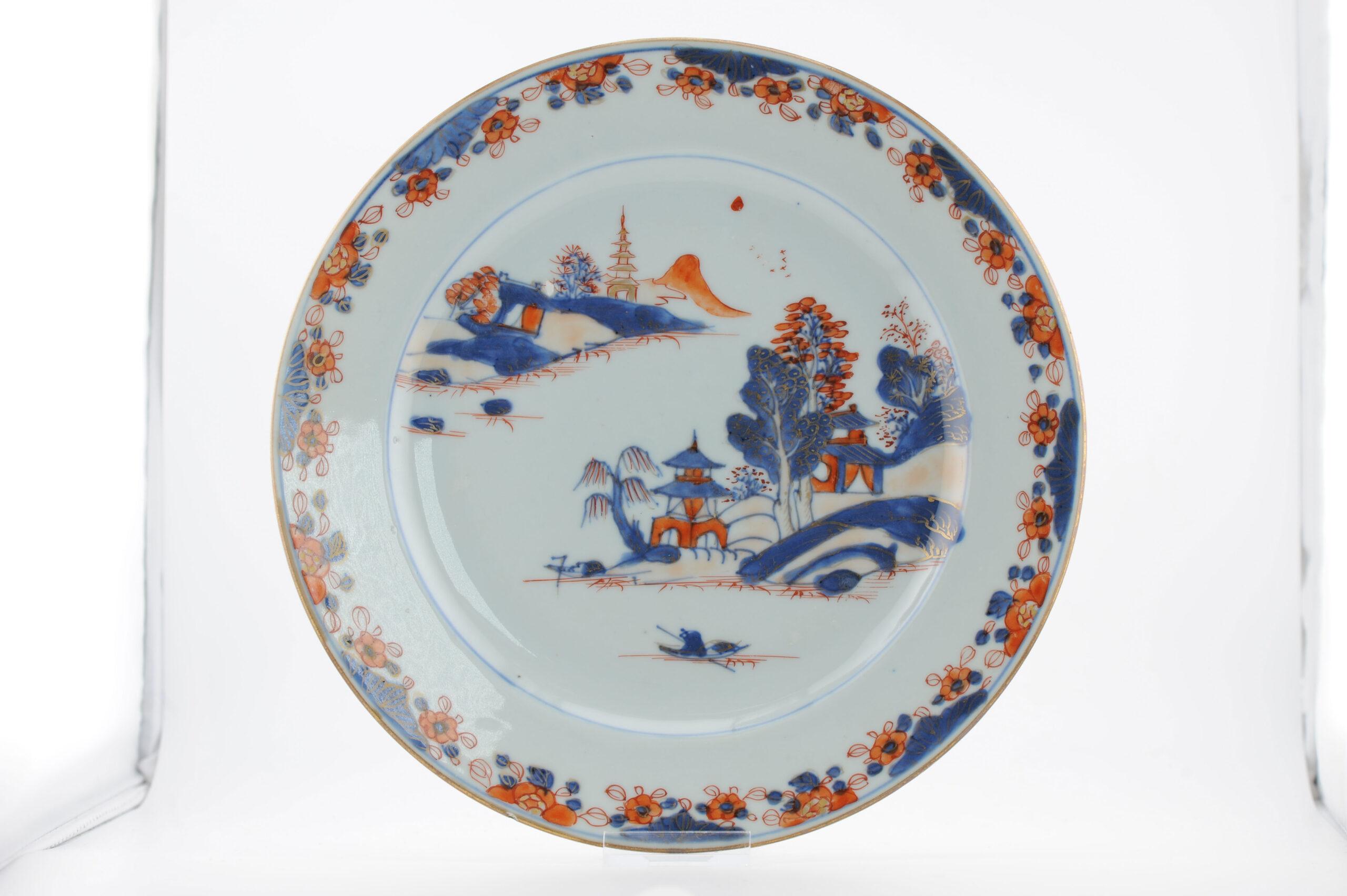Cinese Antico piatto di porcellana cinese Paesaggio Kangxi / Yongzheng Porcellana in vendita