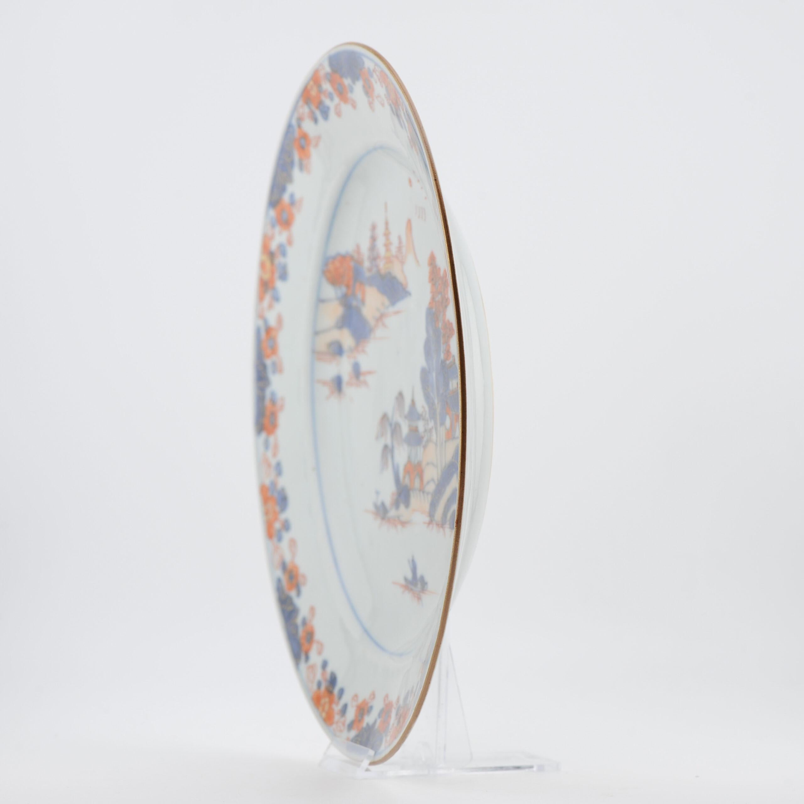 Cinese Antico piatto di porcellana cinese Paesaggio Kangxi / Yongzheng Porcellana in vendita