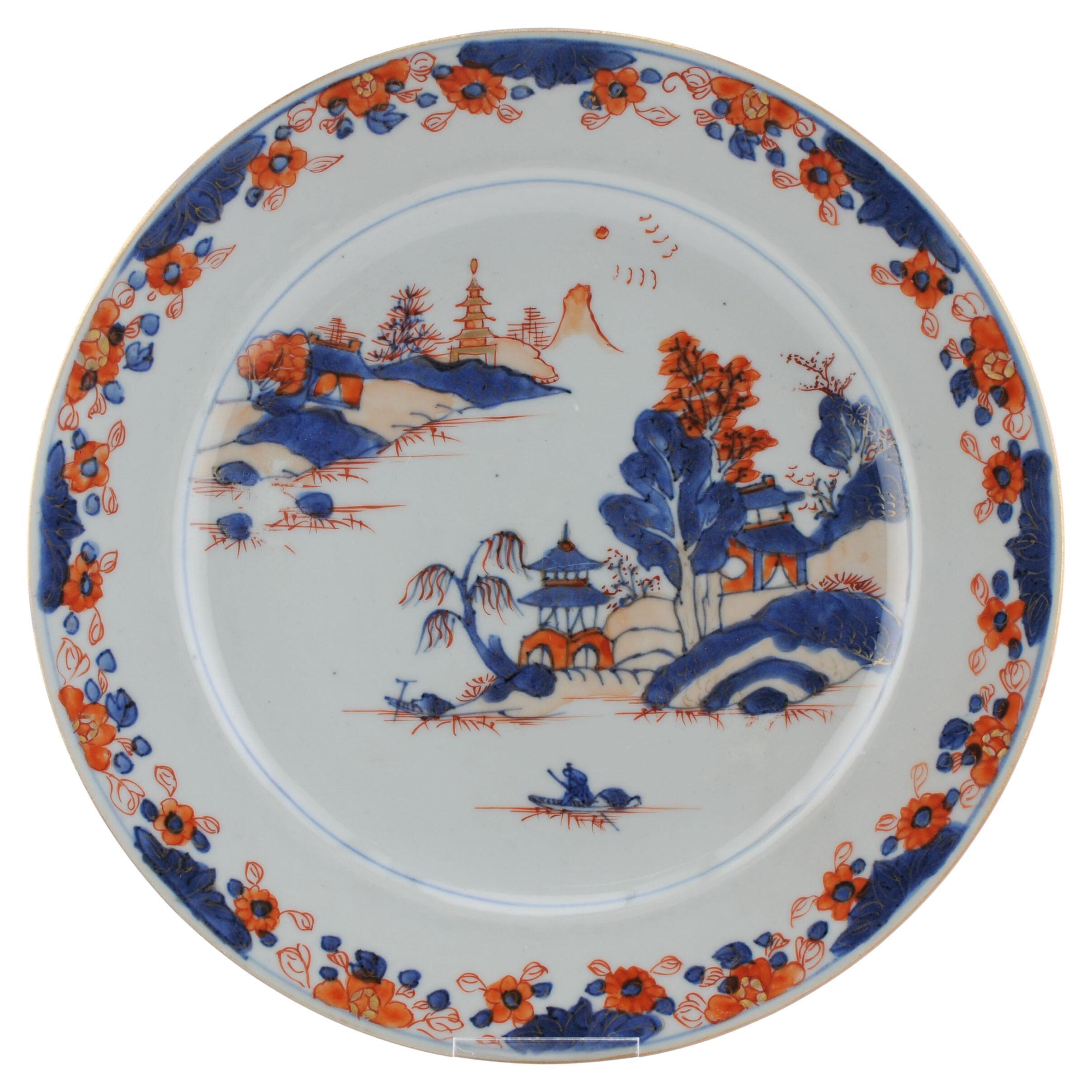 Antique Chinese Porcelain Plate Landscape Kangxi / Yongzheng Porcelain