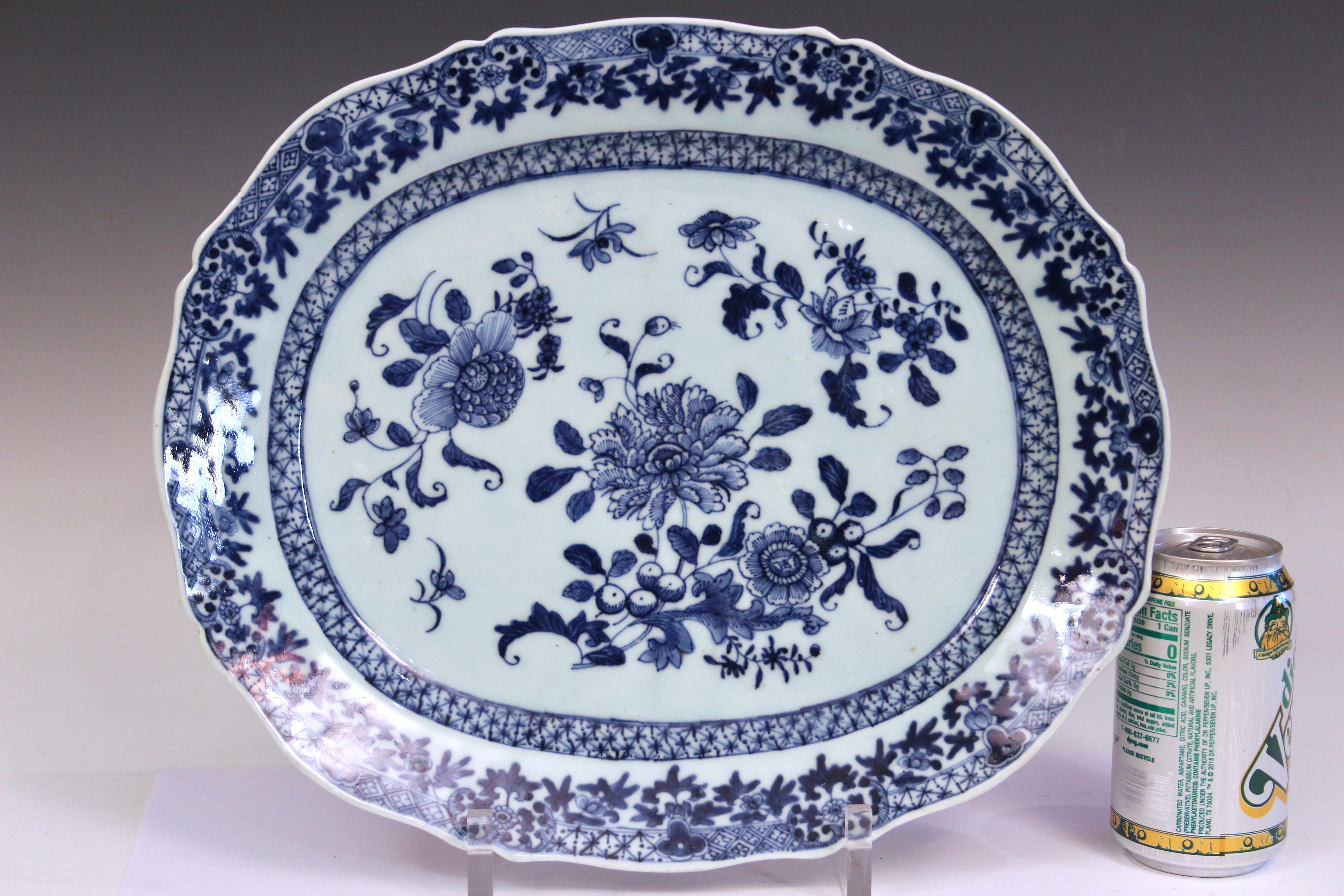 Antique Chinese Porcelain Platter Plate 18th Qianlong Blue White Export 5