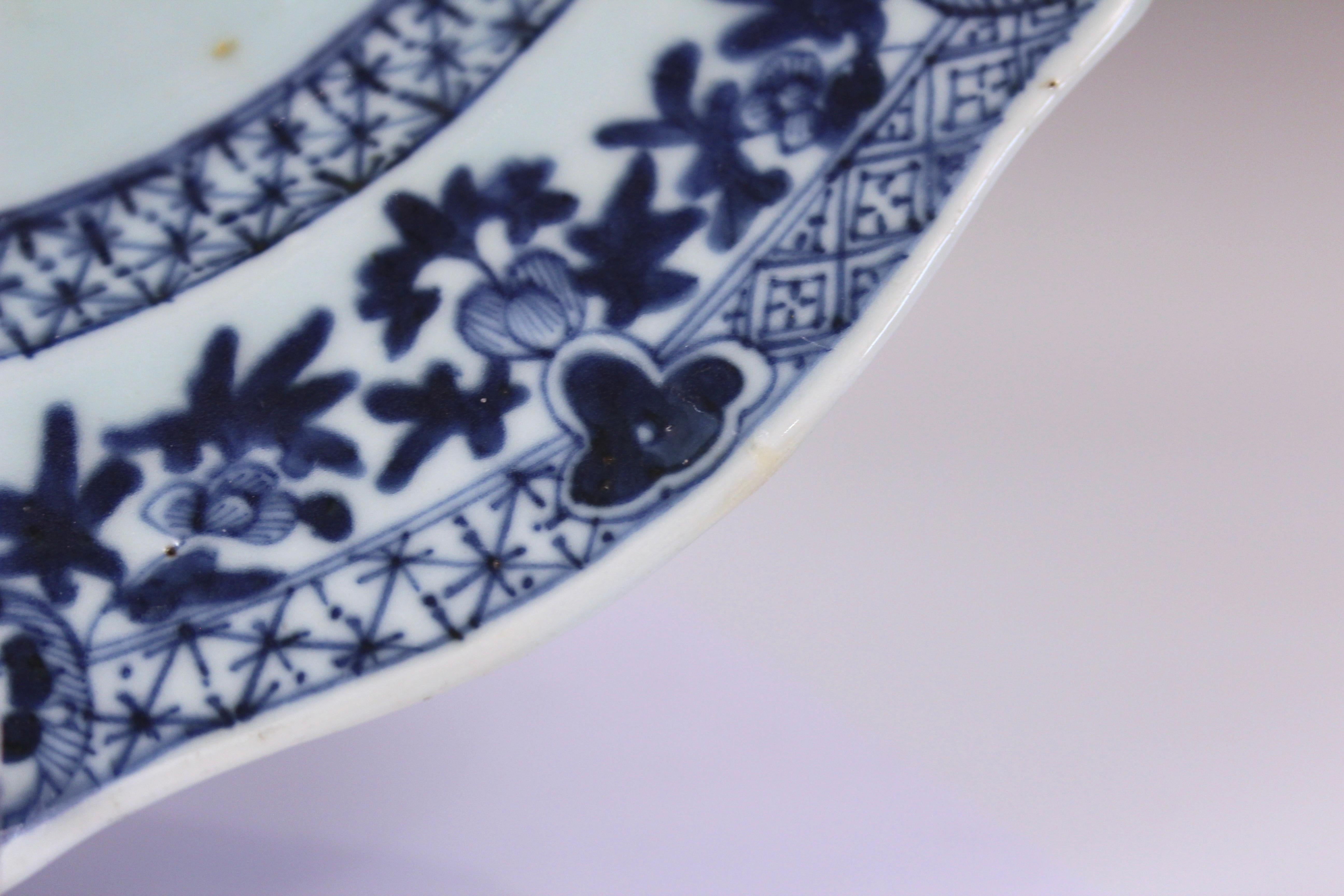 Antique Chinese Porcelain Platter Plate 18th Qianlong Blue White Export 2