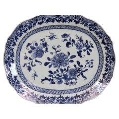 Antique Chinese Porcelain Platter Plate 18th Qianlong Blue White Export
