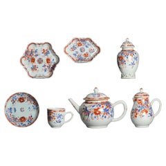 Service à thé antique en porcelaine chinoise polychrome bleu surglacé Période Yongzheng