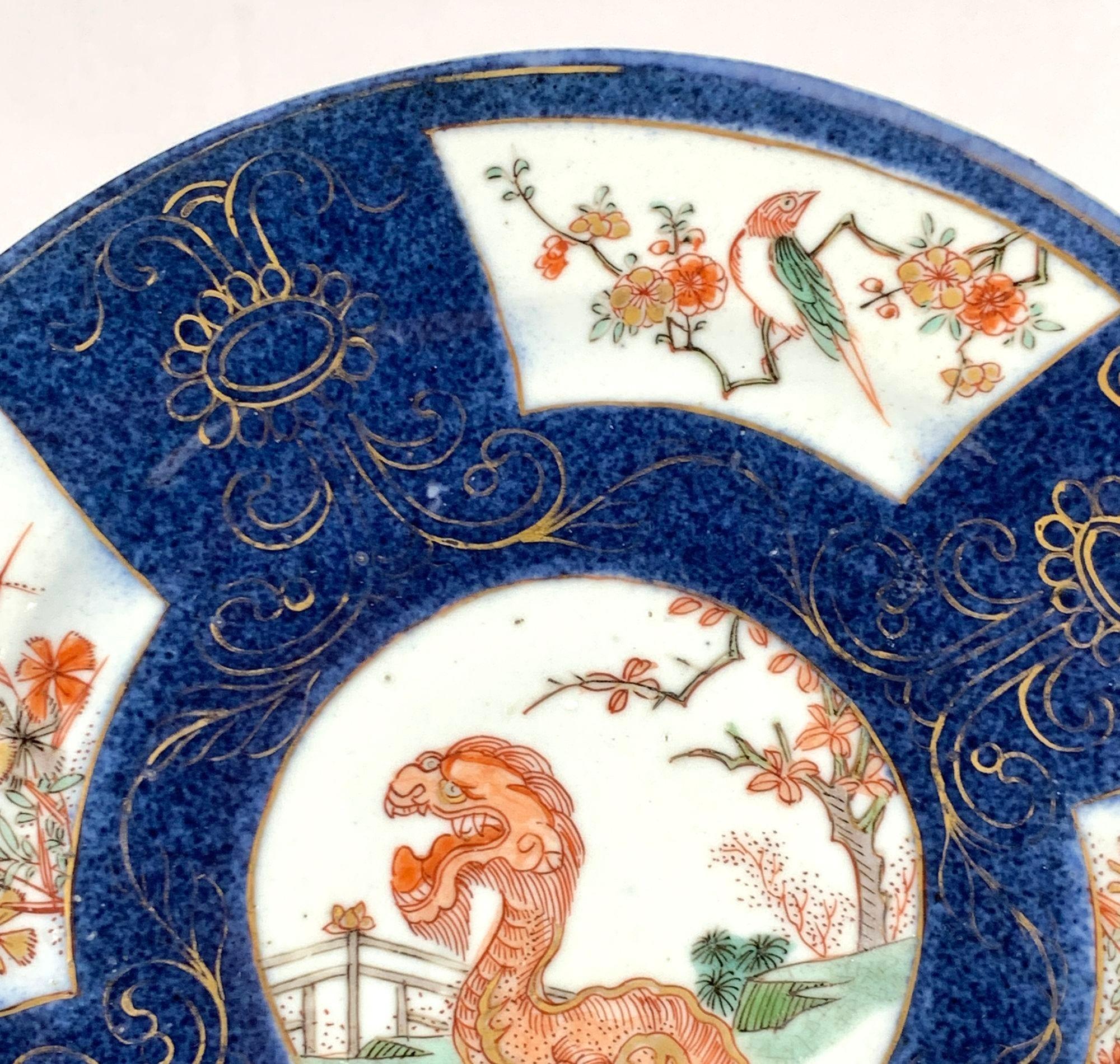18th Century Antique Chinese Export Porcelain Dish Hand-Painted Qianlong Era Circa 1760 For Sale