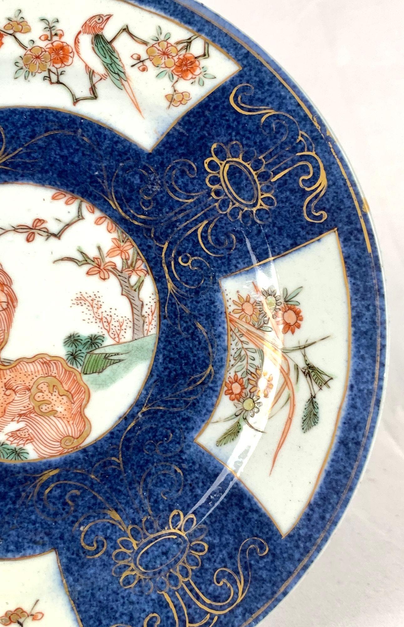 Antique Chinese Export Porcelain Dish Hand-Painted Qianlong Era Circa 1760 For Sale 1