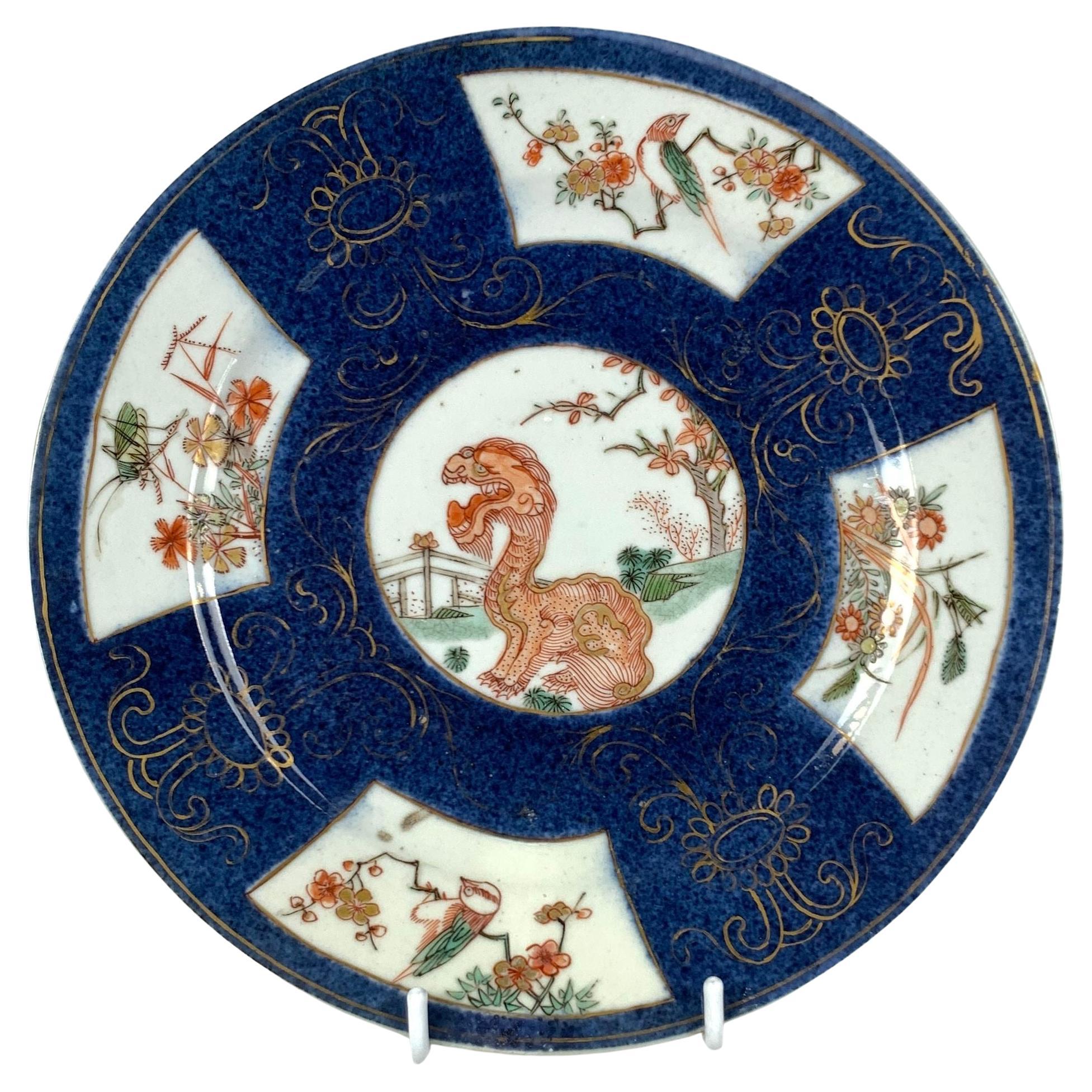 Antique Chinese Export Porcelain Dish Hand-Painted Qianlong Era Circa 1760