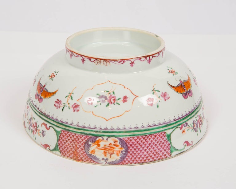 Chinese Porcelain Punch Bowl Hand-Painted in Famille Rose Colors, circa ...