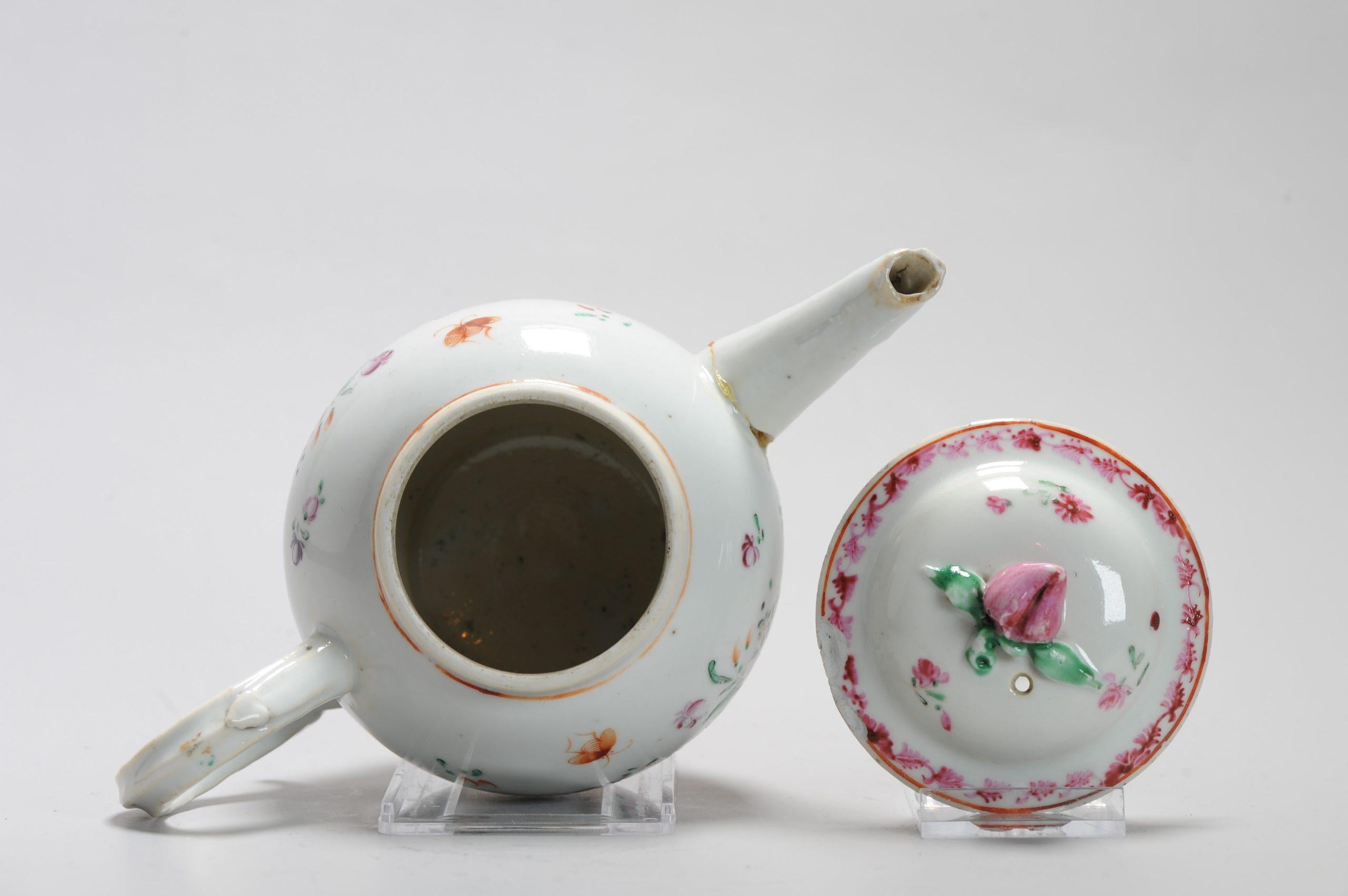 Qing Antica porcellana cinese QIanlong Fencai Decorated Teapot Rose, 1740 ca. in vendita