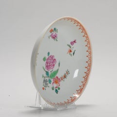 Antique Chinese Porcelain Qianlong Imari Qing Dish Rose Flowers, 18th Century