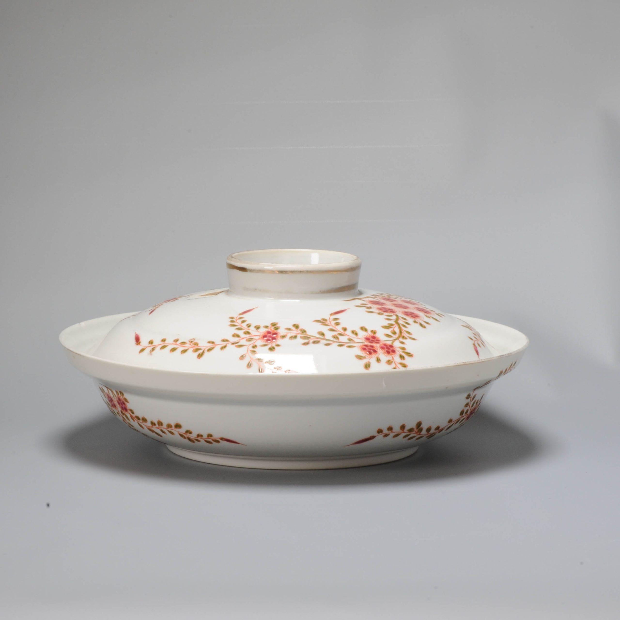 Antique Chinese Porcelain Republic Period Marked Tureen Flowers China For Sale 1