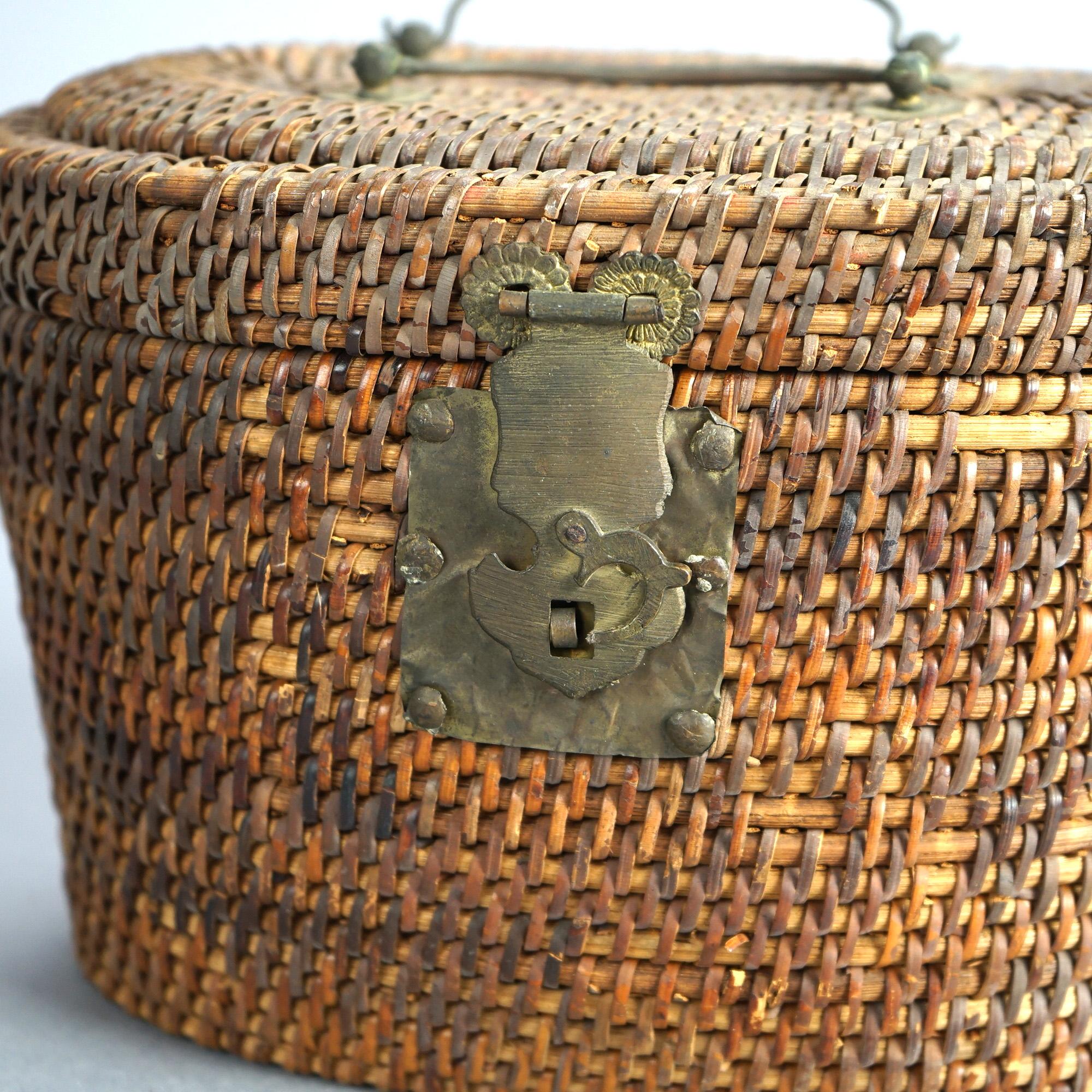 Antique Chinese Porcelain Rose Medallion Teapot Set In Basket Weave Case C1900 7