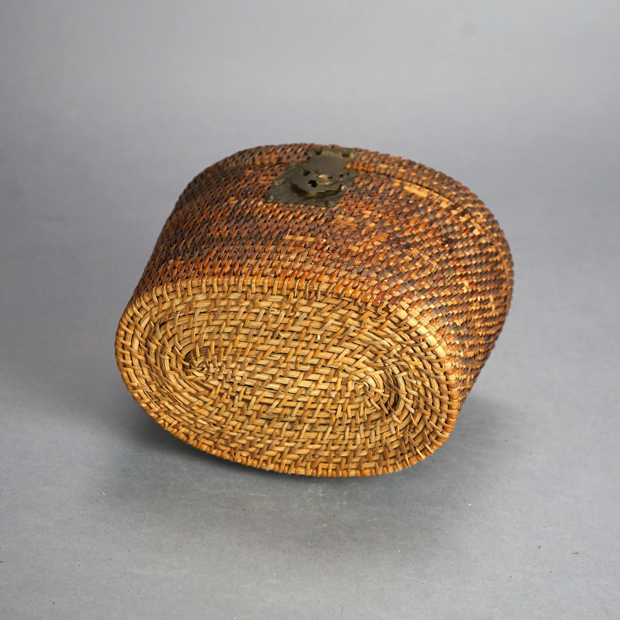 Antique Chinese Porcelain Rose Medallion Teapot Set In Basket Weave Case C1900 8