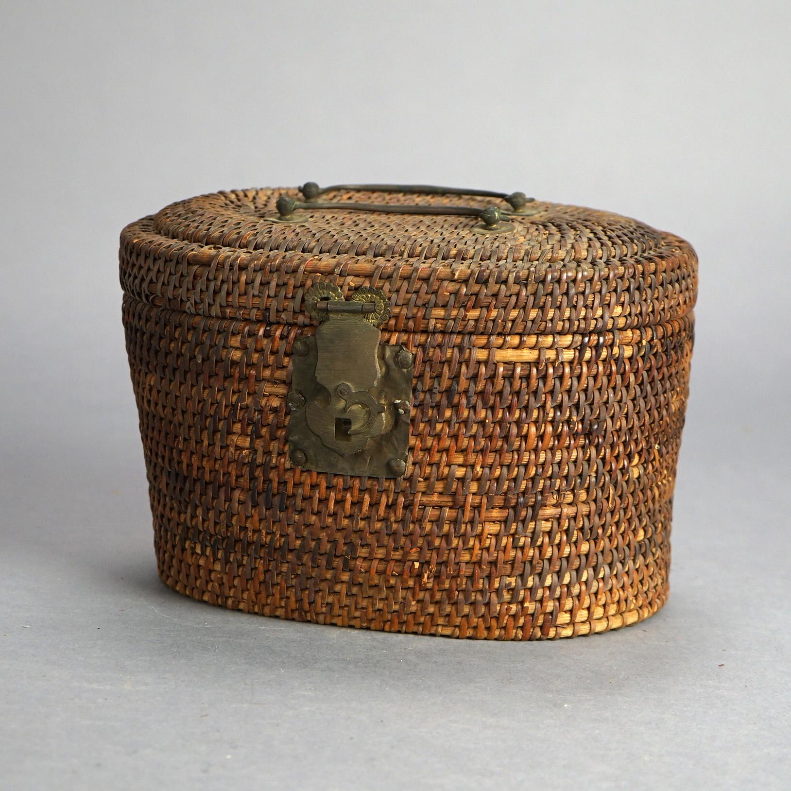 Antique Chinese Porcelain Rose Medallion Teapot Set In Basket Weave Case C1900 For Sale 4