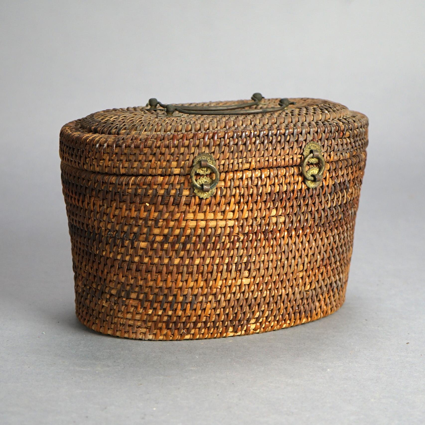 Antique Chinese Porcelain Rose Medallion Teapot Set In Basket Weave Case C1900 For Sale 5