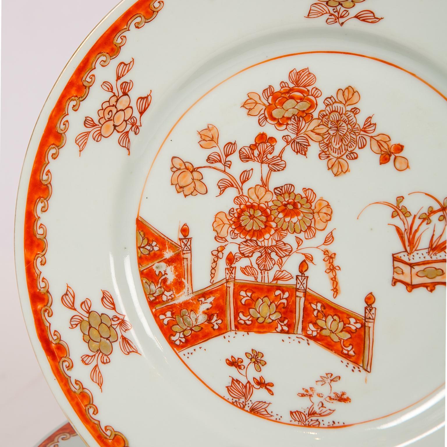 Antique Chinese Porcelain Rouge de Fer Dessert Plates Early 18th Century ca 1710 In Excellent Condition In Katonah, NY