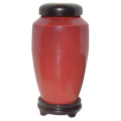 Antique Chinese Porcelain Sang de-Boeuf Flambe Tapered Cylinder Vase Qing 19c  