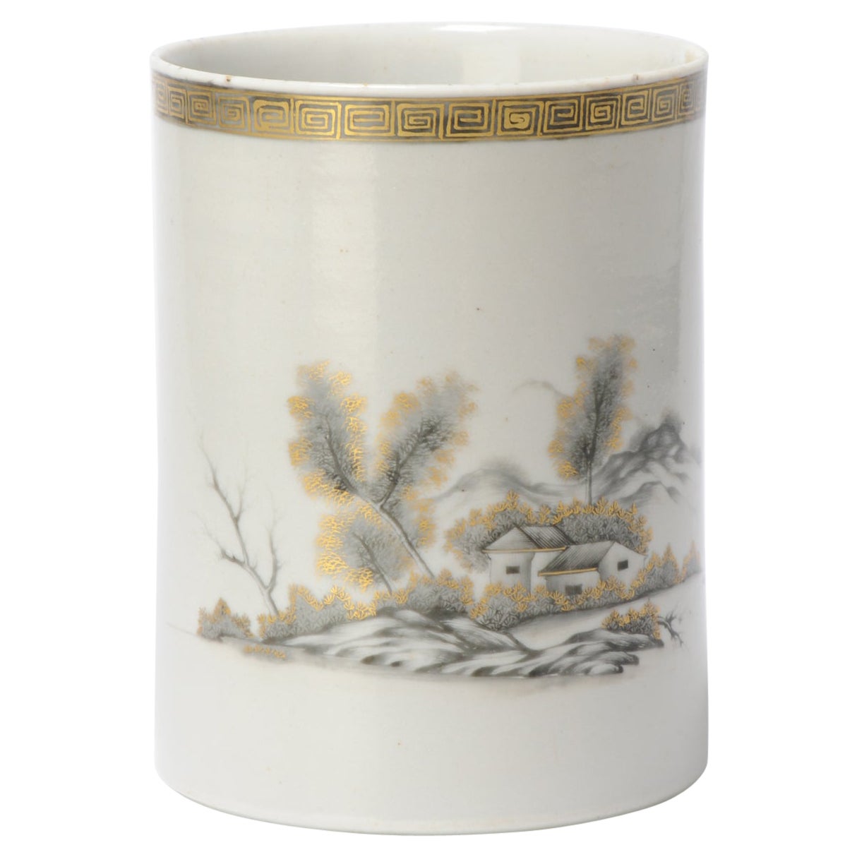Antique Chinese Porcelain Tankard Mug China Encre de Chine Grisaille, 18th Cen