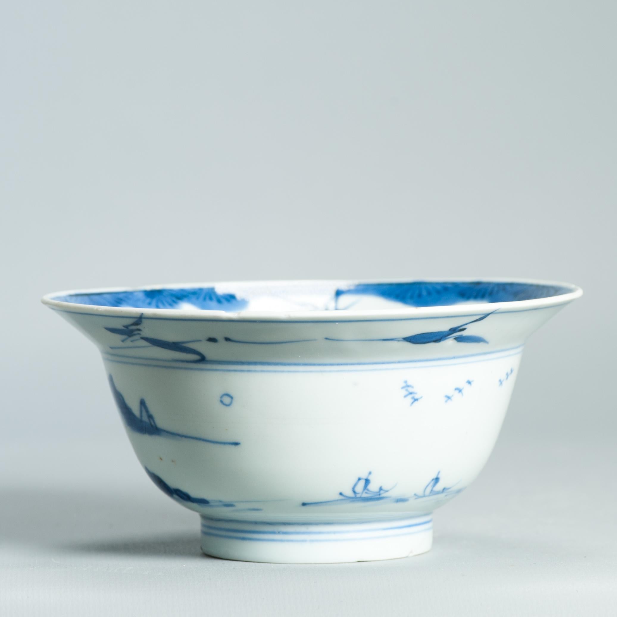 Antico piatto di porcellana cinese di transizione Shunzhi Kangxi del XVII secolo con il marchio China.I.C. in vendita 6