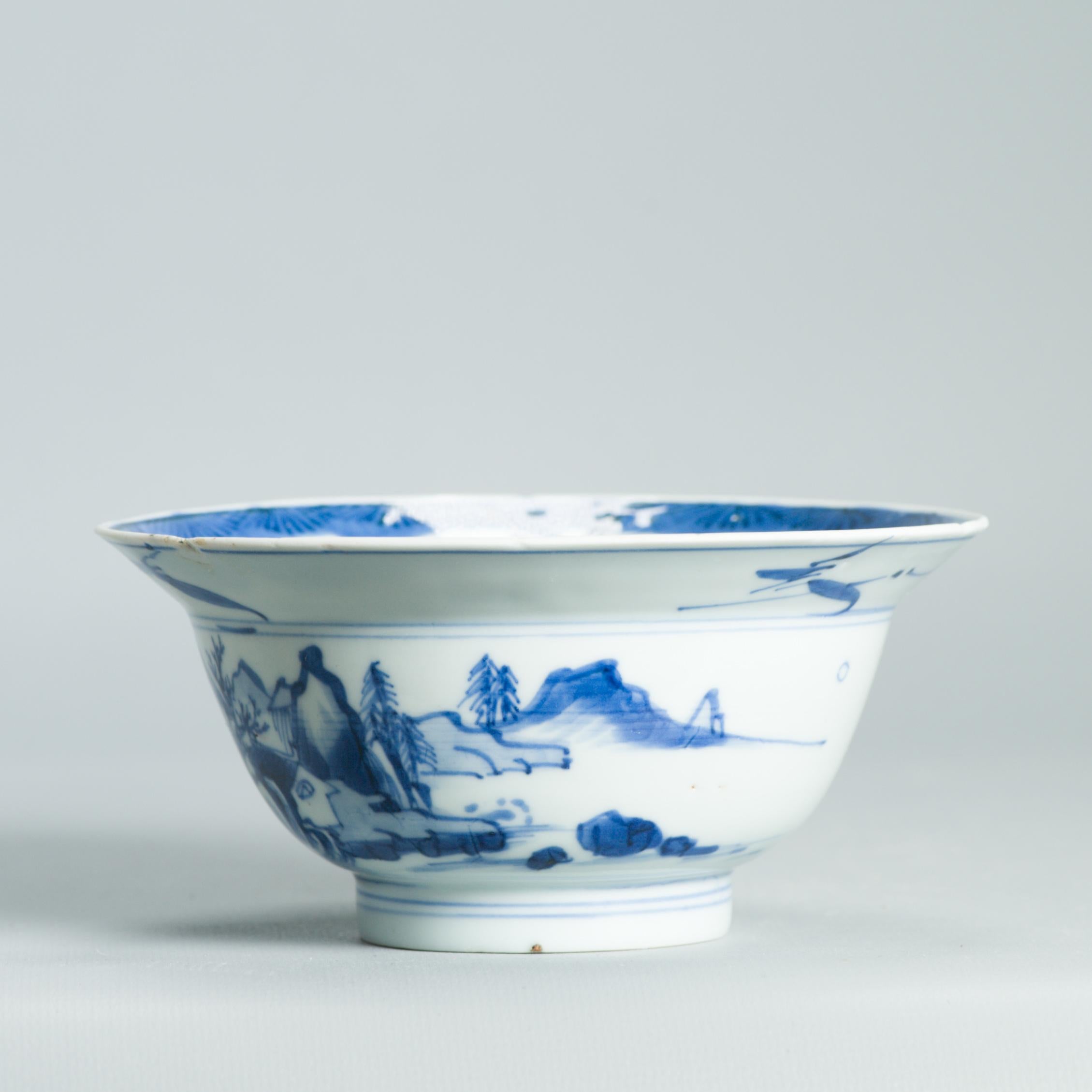Antico piatto di porcellana cinese di transizione Shunzhi Kangxi del XVII secolo con il marchio China.I.C. in vendita 7