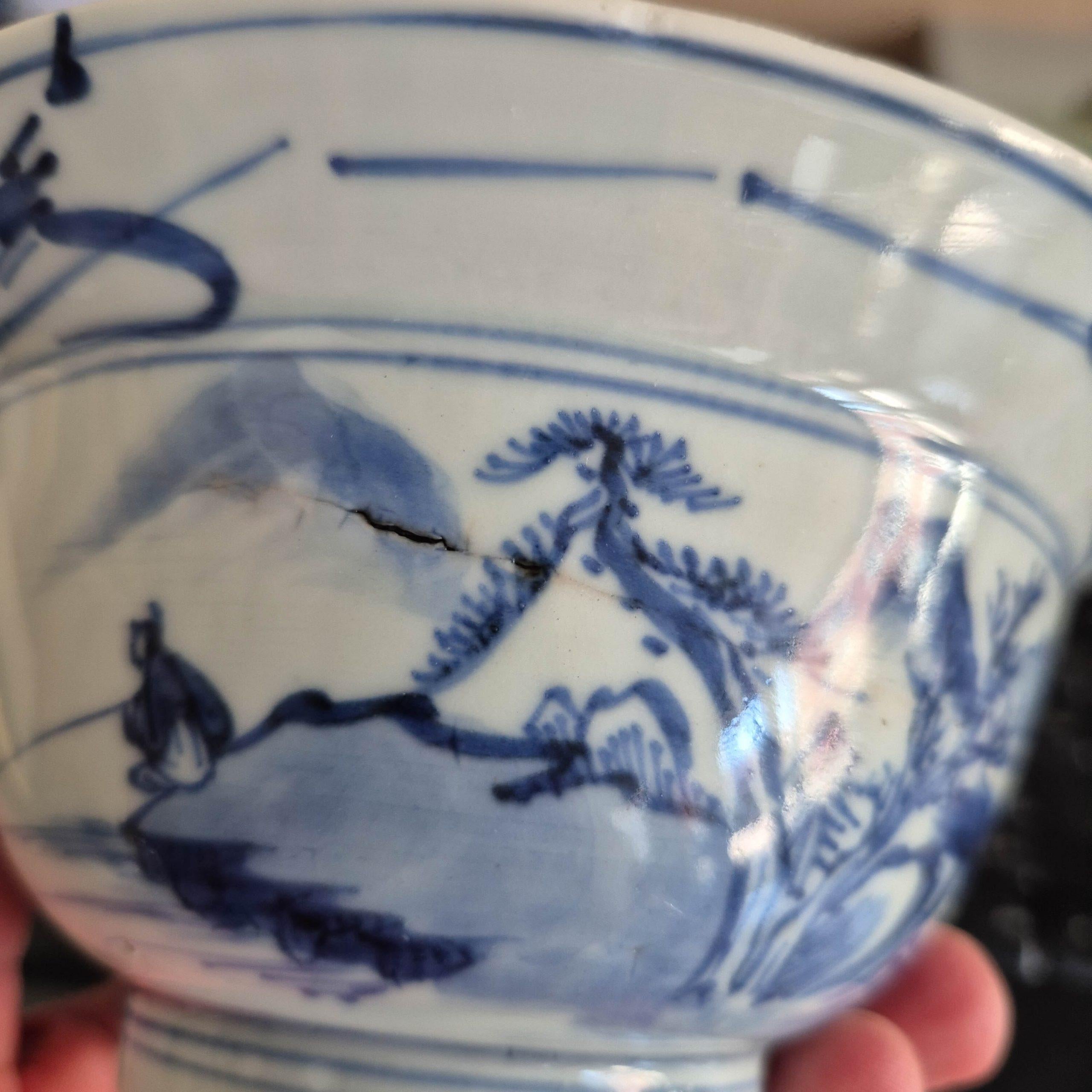 Qing Antico piatto di porcellana cinese di transizione Shunzhi Kangxi del XVII secolo con il marchio China.I.C. in vendita