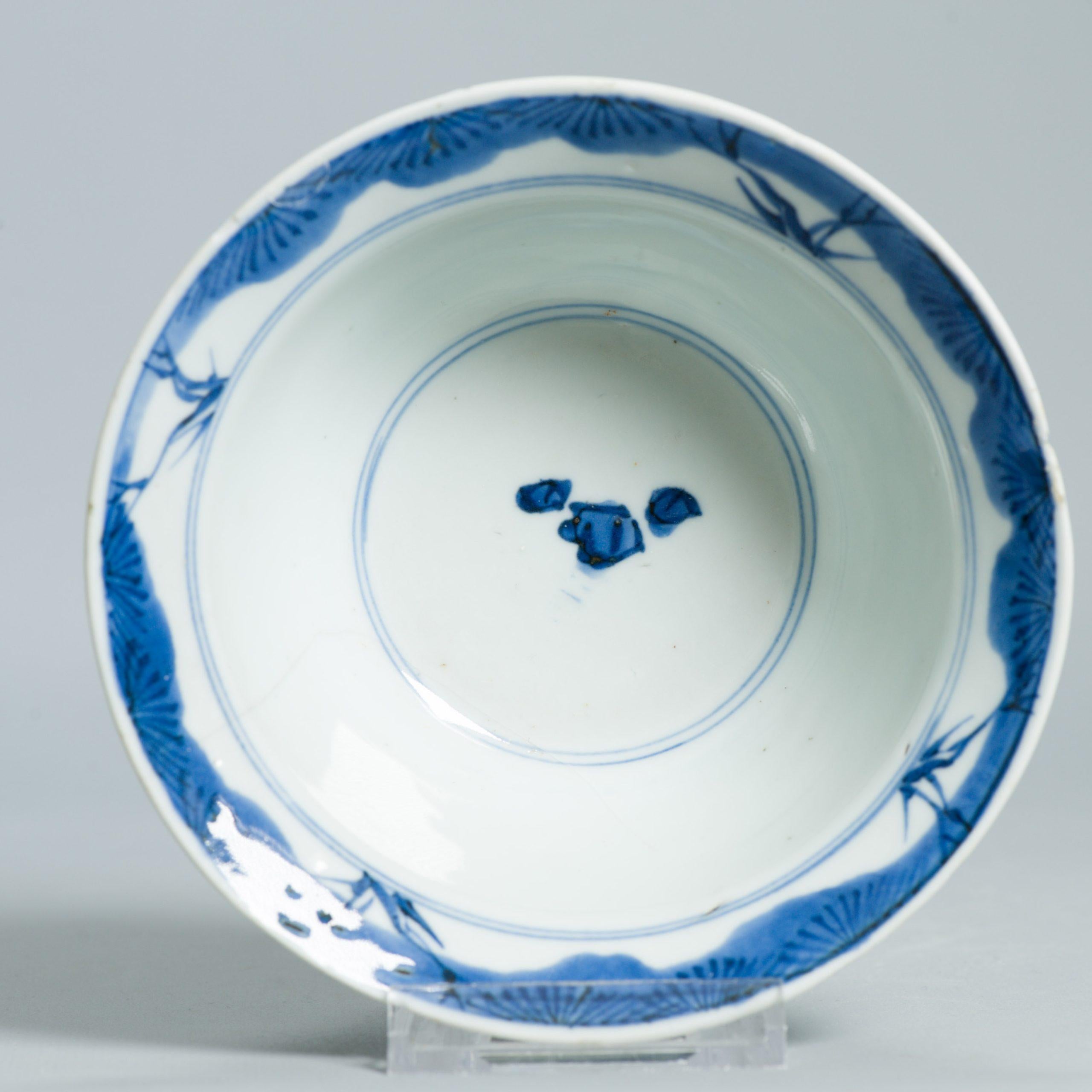 Porcellana Antico piatto di porcellana cinese di transizione Shunzhi Kangxi del XVII secolo con il marchio China.I.C. in vendita