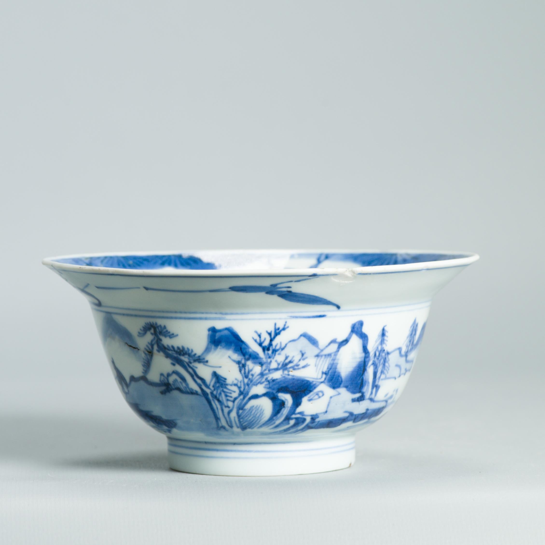 Antico piatto di porcellana cinese di transizione Shunzhi Kangxi del XVII secolo con il marchio China.I.C. in vendita 2