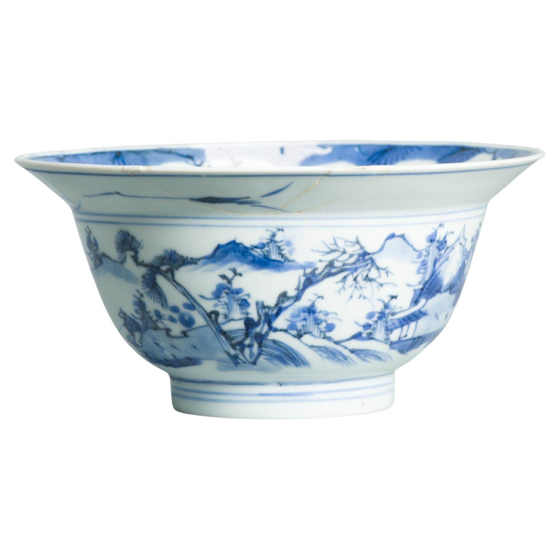 Antike chinesische Shunzhi Kangxi-Schale aus Porzellan Transitional, 17. Jahrhundert, markiert China