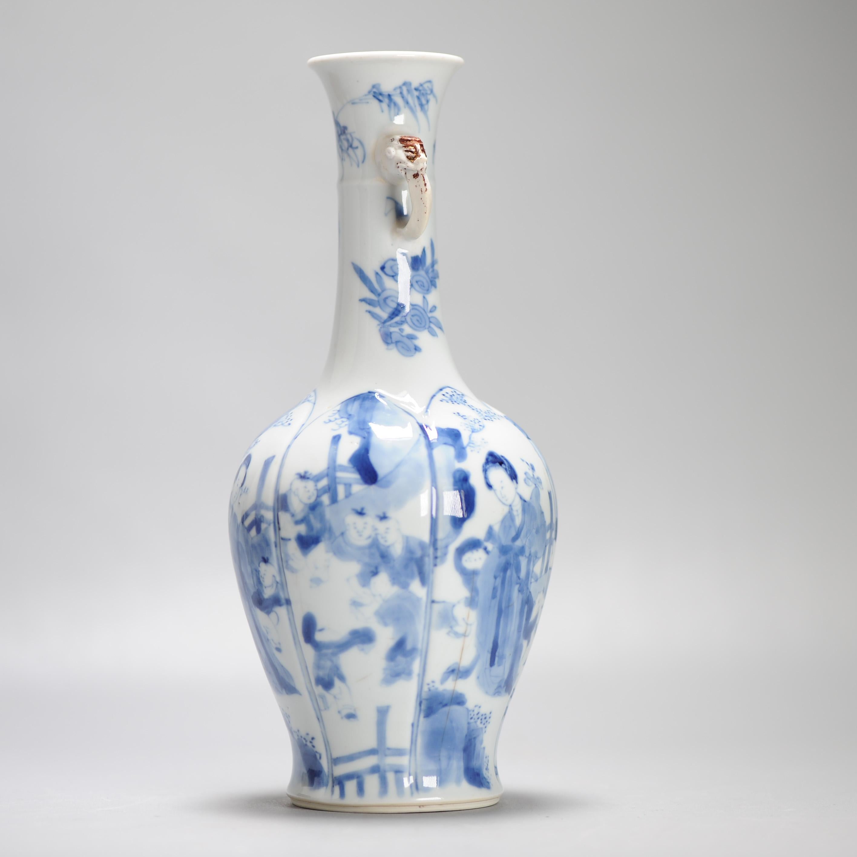Antique Chinese Porcelain Vase Ca 1700 Kangxi Period Elephant Handle China For Sale 8