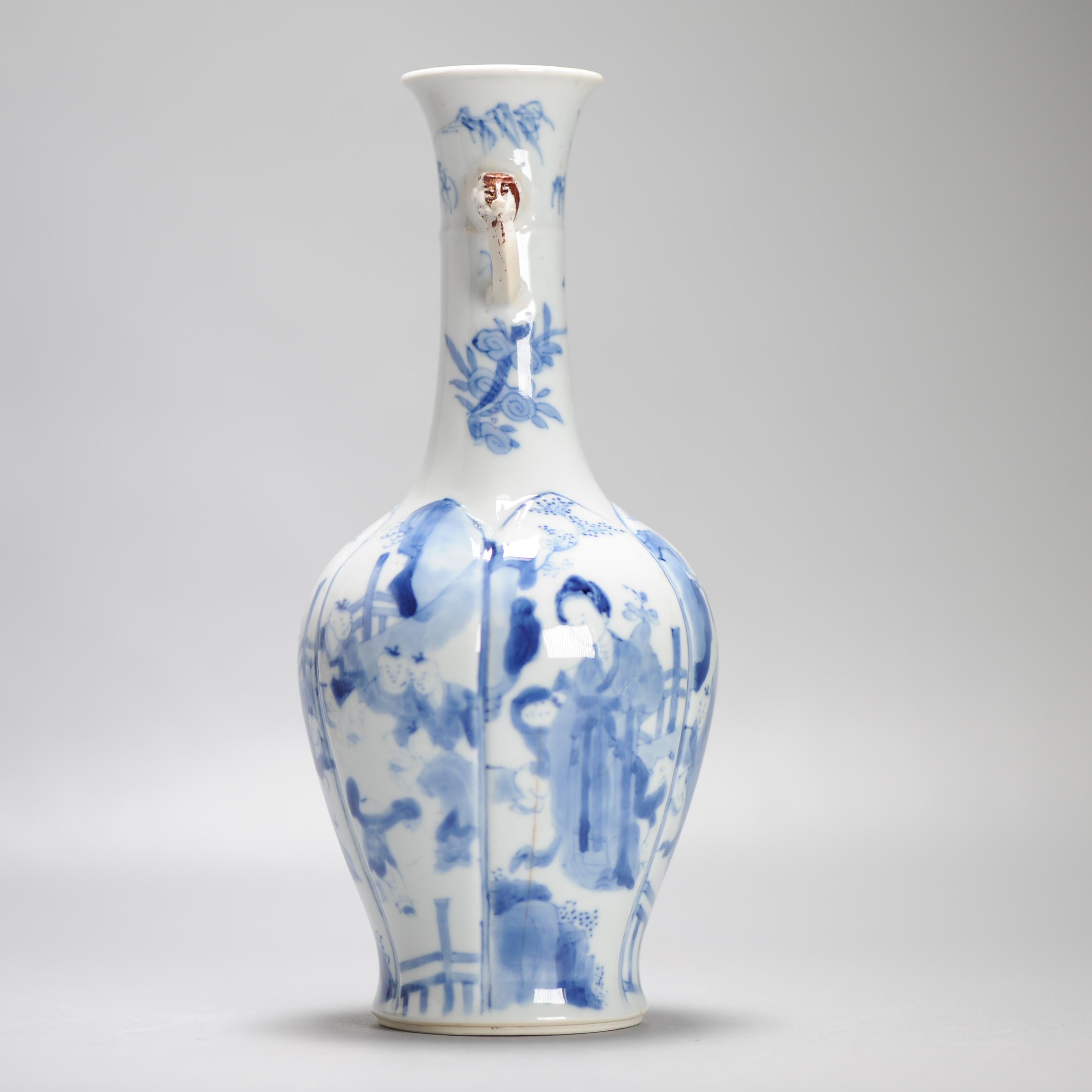 Antique Chinese Porcelain Vase Ca 1700 Kangxi Period Elephant Handle China For Sale 9