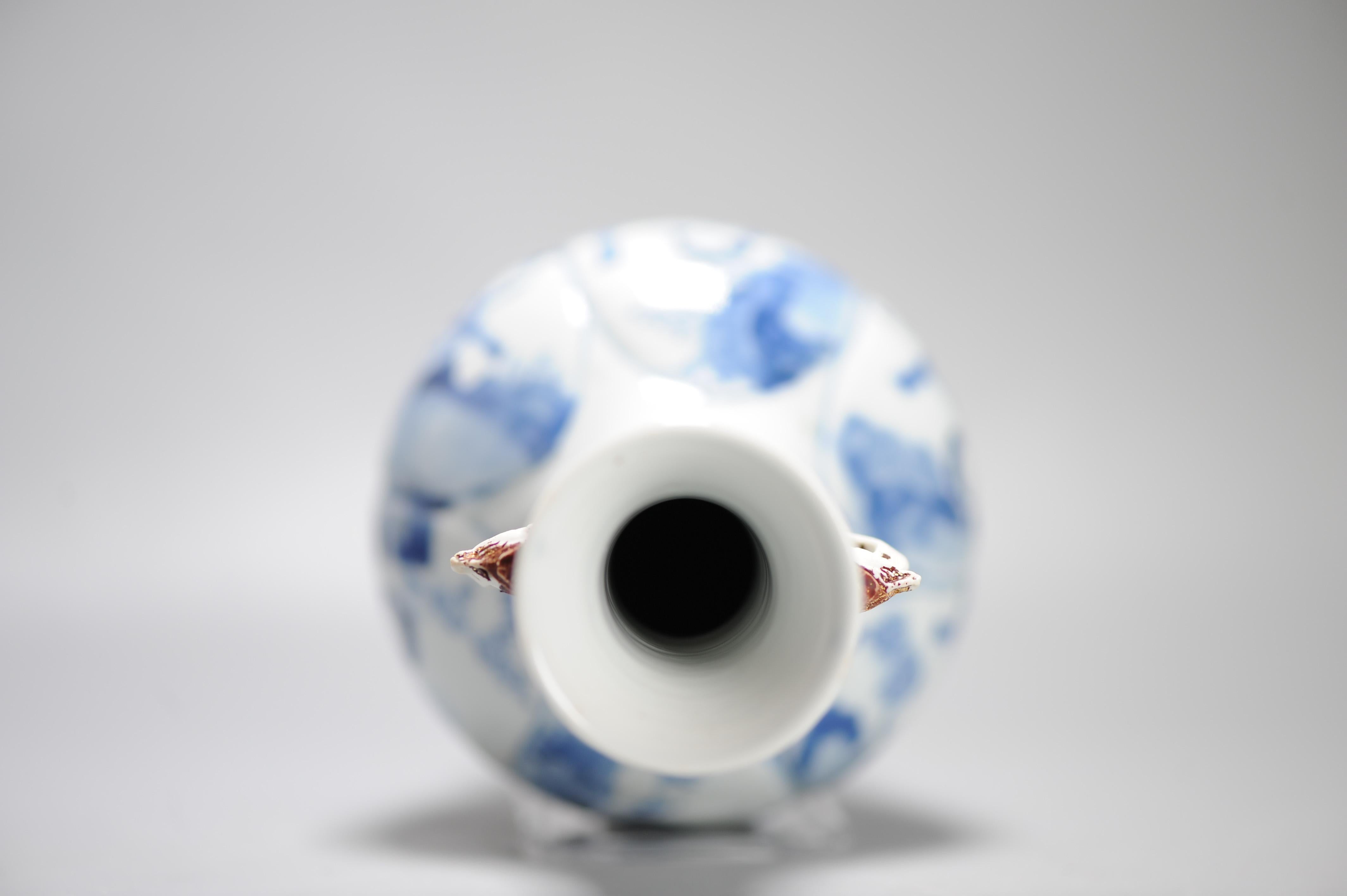 Antique Chinese Porcelain Vase Ca 1700 Kangxi Period Elephant Handle China For Sale 12