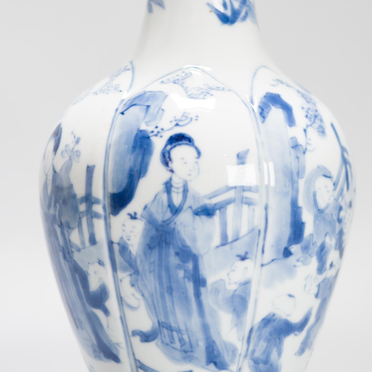 18th Century and Earlier Antique Chinese Porcelain Vase Ca 1700 Kangxi Period Elephant Handle China For Sale
