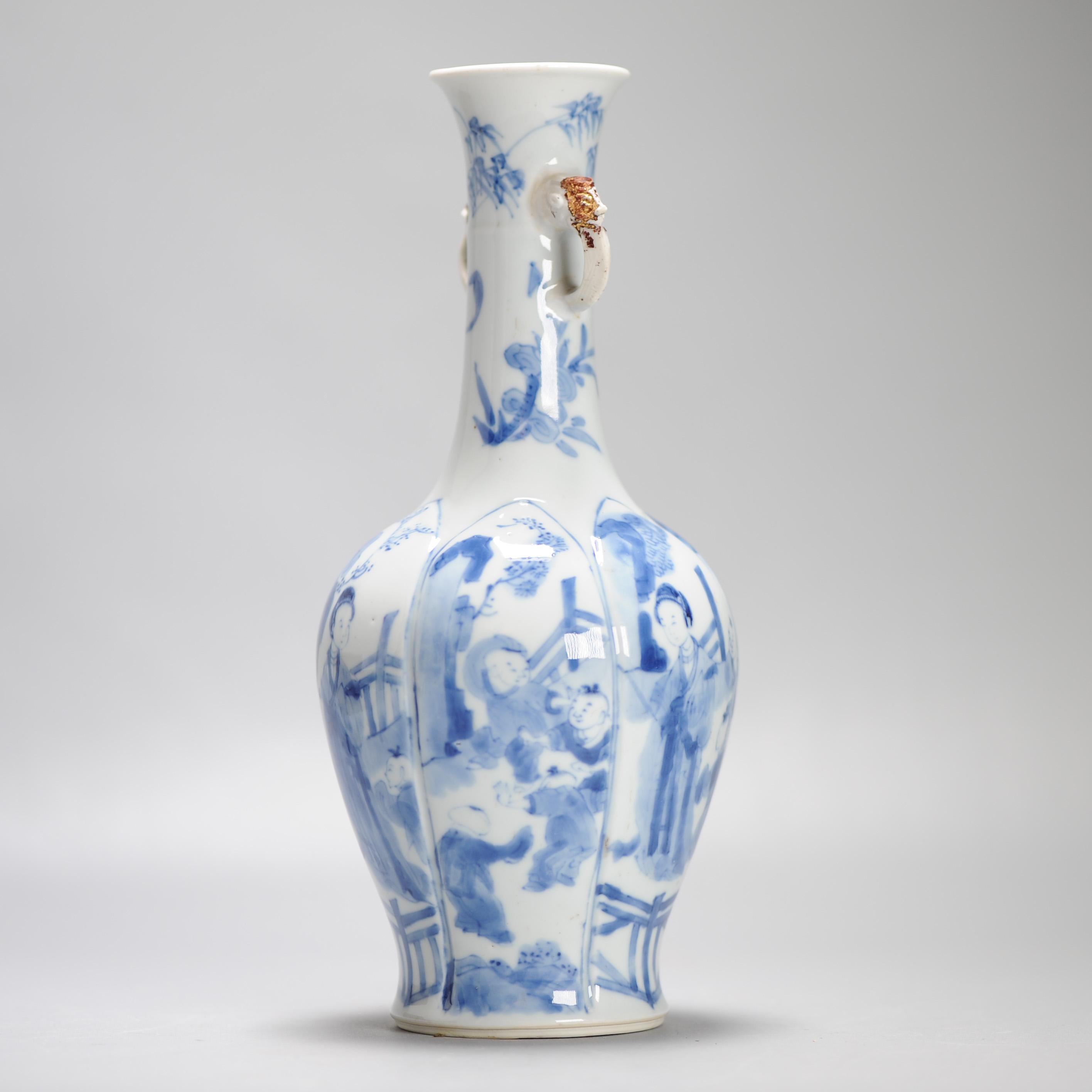 Antique Chinese Porcelain Vase Ca 1700 Kangxi Period Elephant Handle China For Sale 2