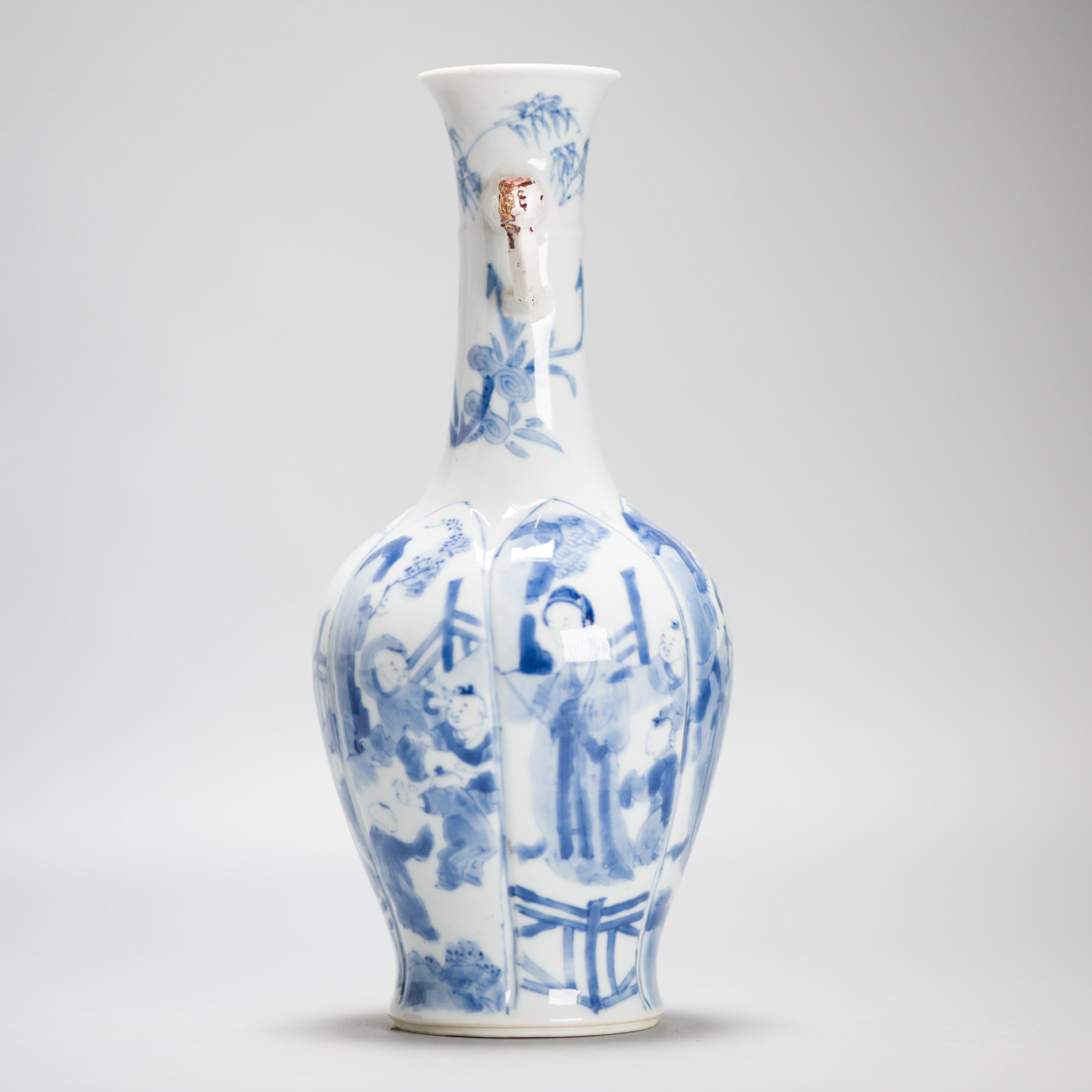 Antique Chinese Porcelain Vase Ca 1700 Kangxi Period Elephant Handle China For Sale 3