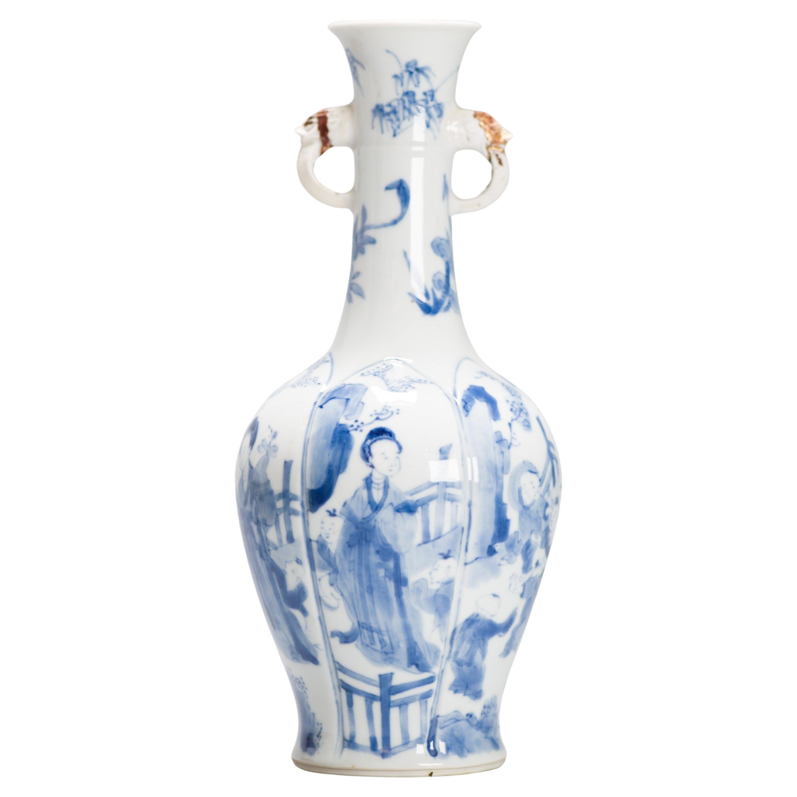 Antique Chinese Porcelain Vase Ca 1700 Kangxi Period Elephant Handle China