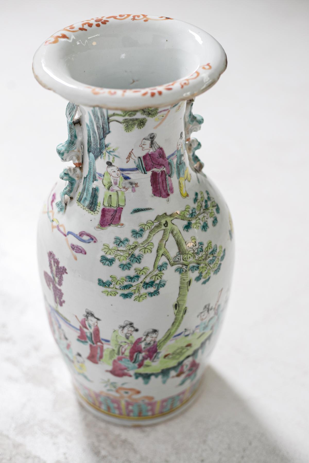 Antique Chinese Porcelain Vase of Celebrating People 5