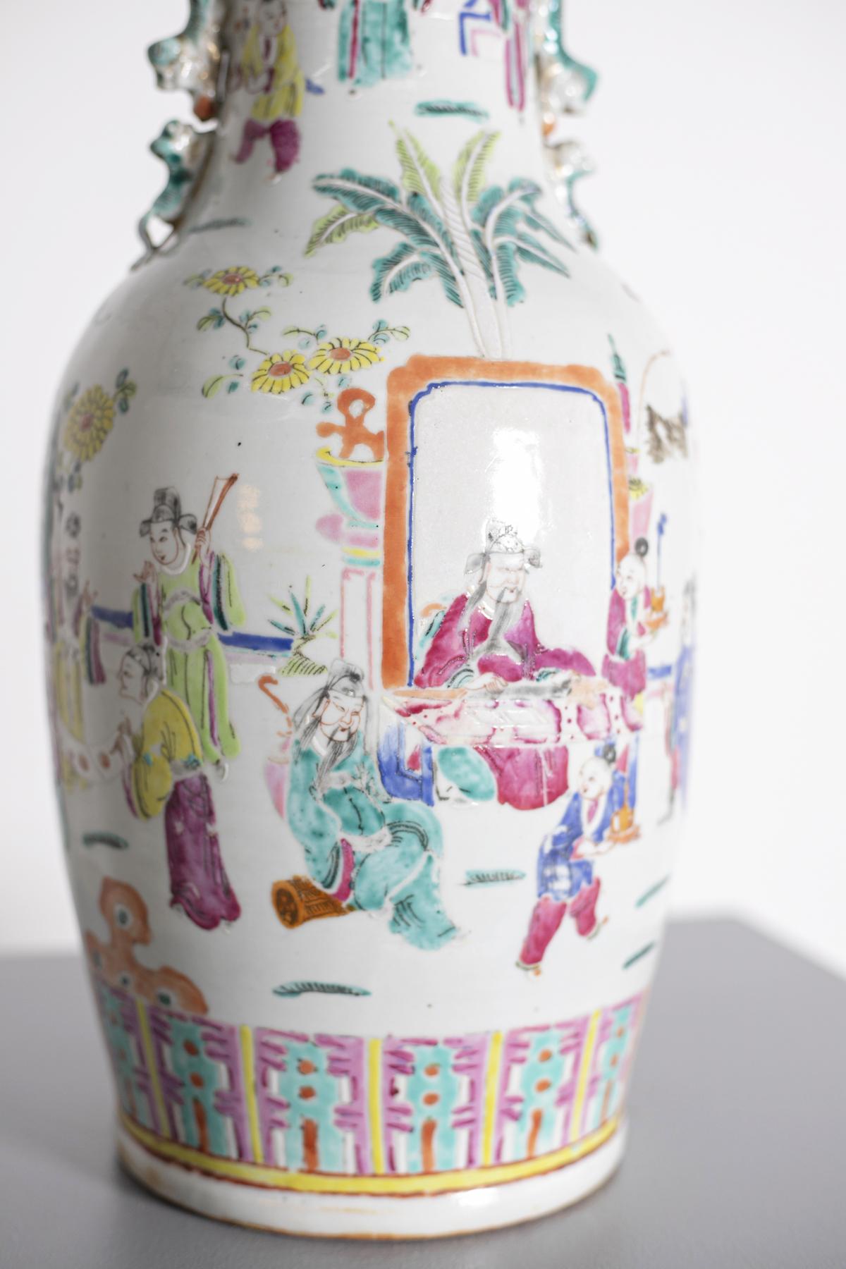 Chinese Export Antique Chinese Porcelain Vase of Celebrating People