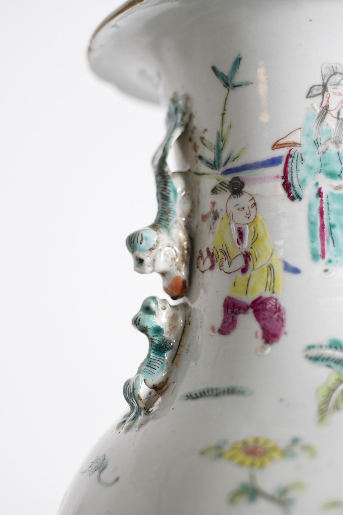 19th Century Antique Chinese Porcelain Vase of Celebrating People