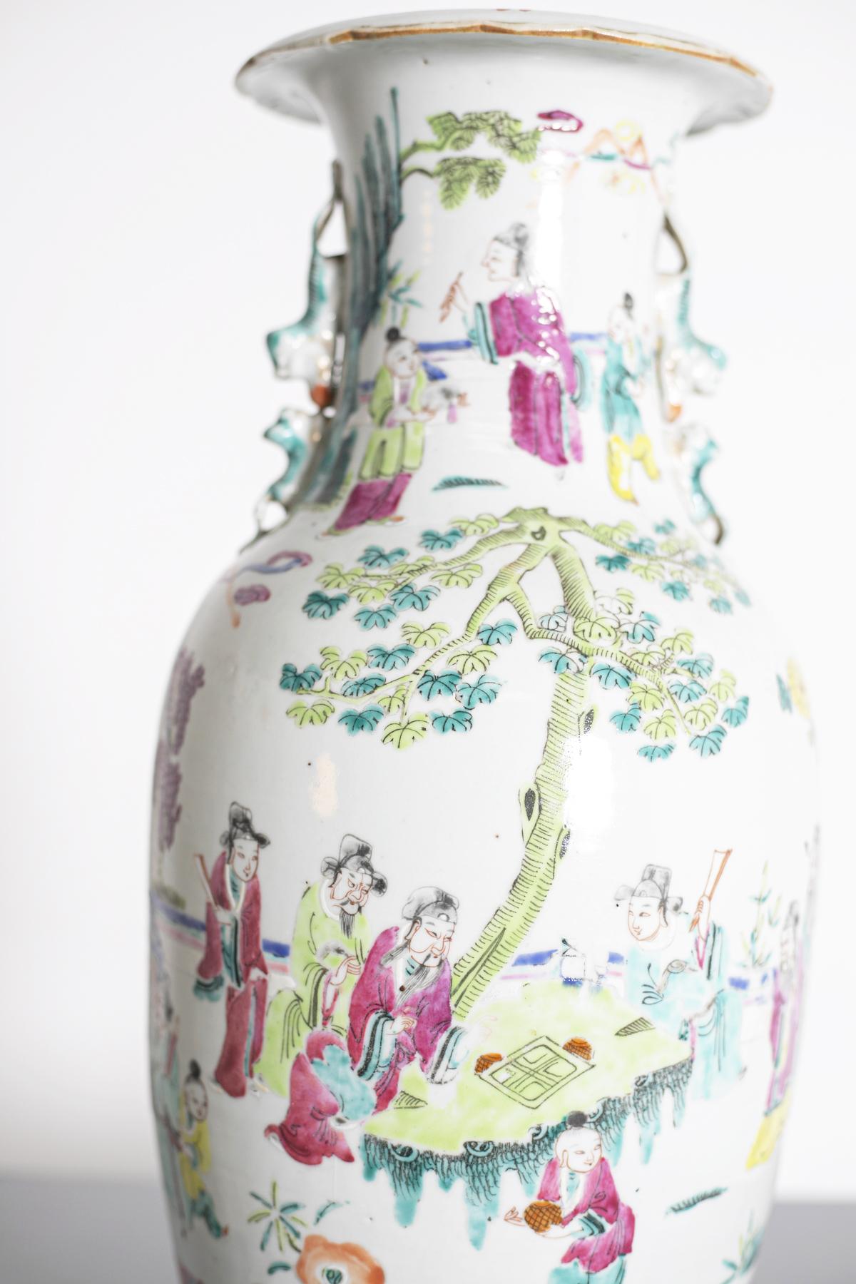 Antique Chinese Porcelain Vase of Celebrating People 4
