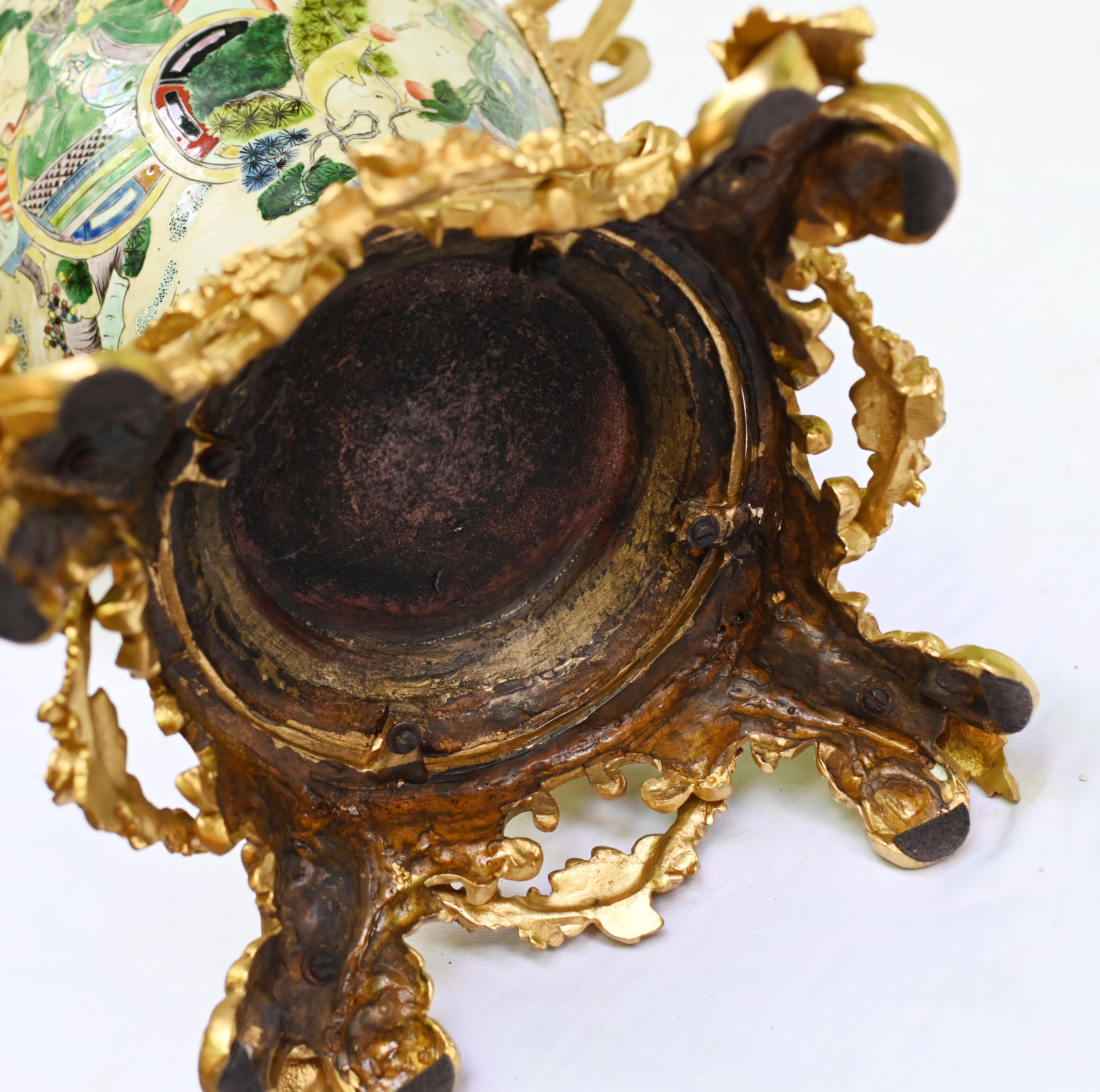 Antique Chinese Porcelain Vase Ormolu Mounts Qianlong 1920 For Sale 7