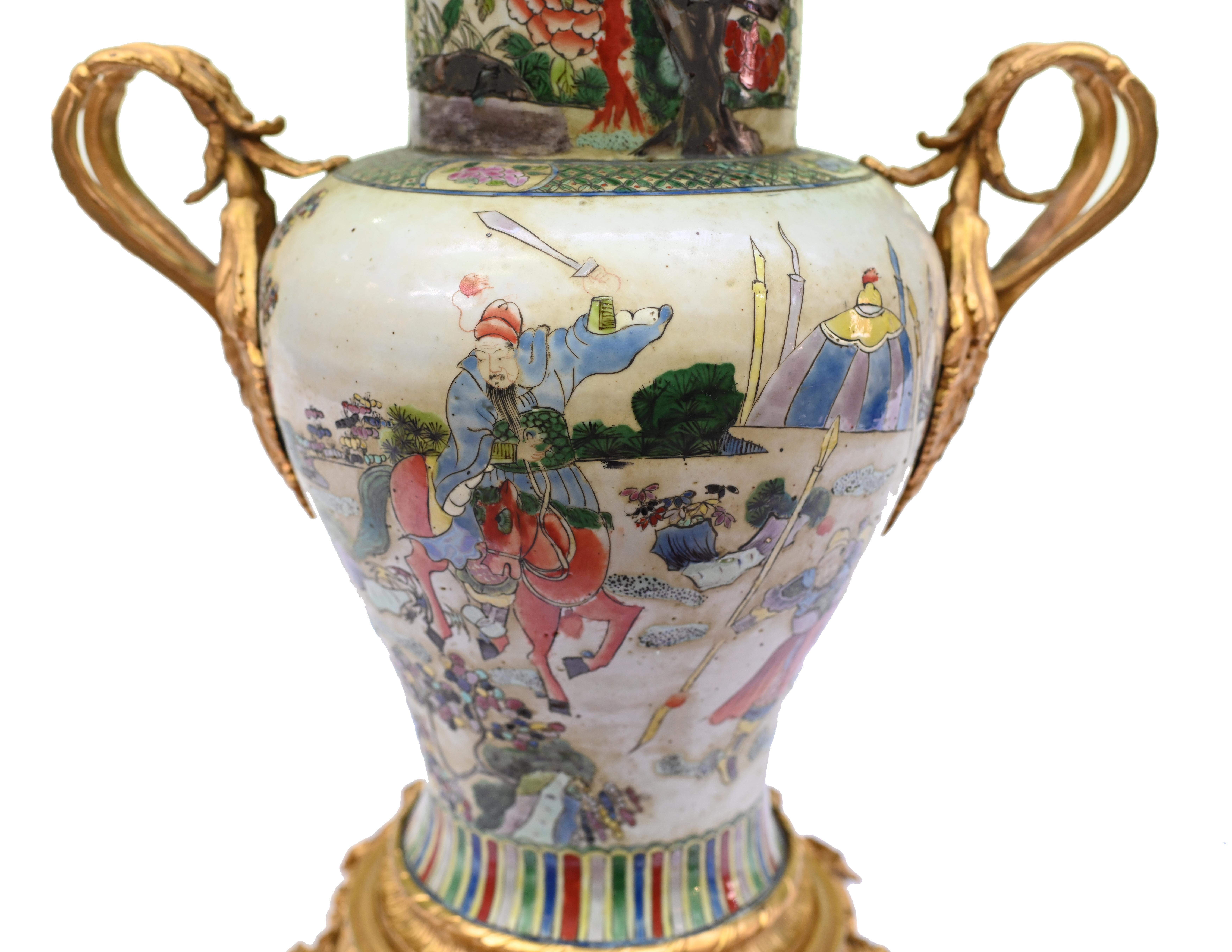 Antique Chinese Porcelain Vase Ormolu Mounts Qianlong 1920 In Good Condition For Sale In Potters Bar, GB