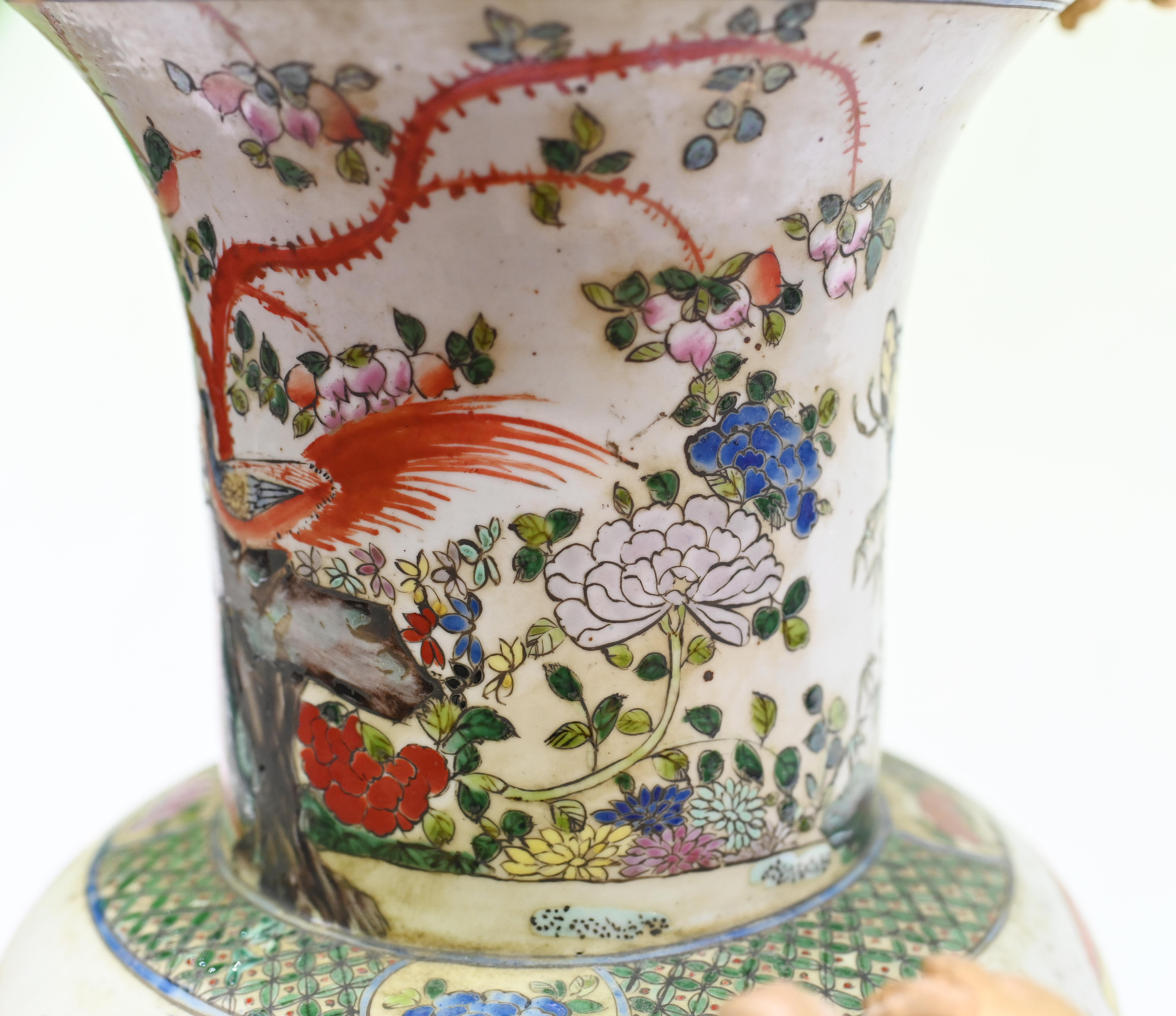 Antique Chinese Porcelain Vase Ormolu Mounts Qianlong 1920 For Sale 4