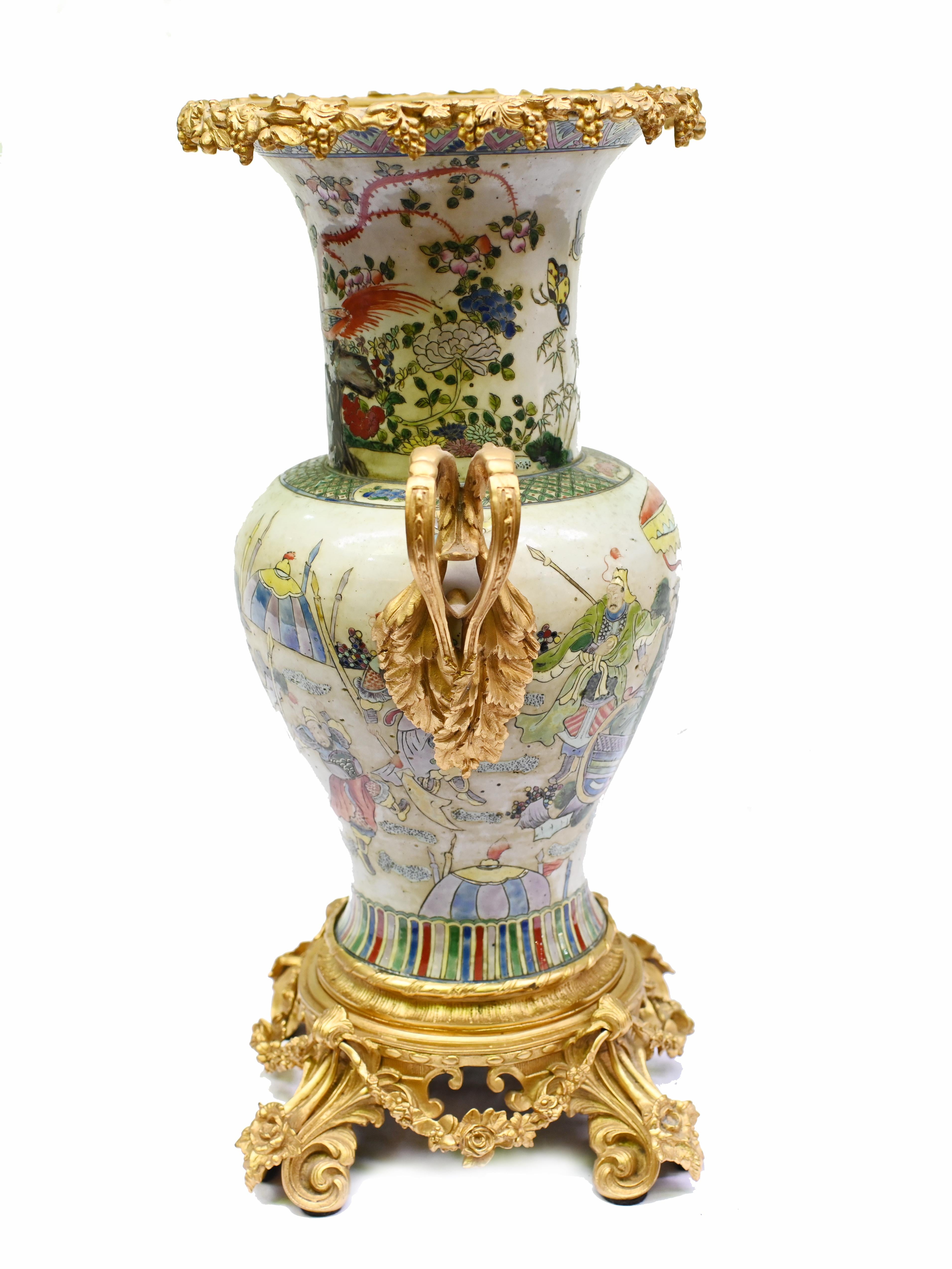 Antique Chinese Porcelain Vase Ormolu Mounts Qianlong 1920 For Sale 5
