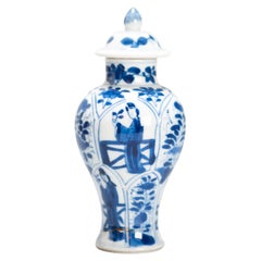 Antique Chinese Porcelain Vase With Figural Liza Scene Kangxi Period China