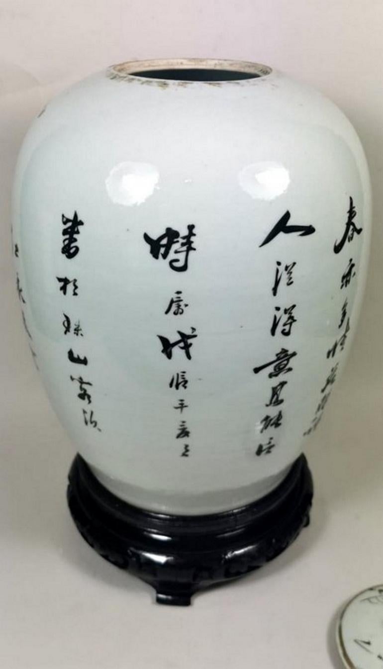 Qing Dynasty Chinese Porcelain Vase with Lid and Hand Painted Decoration  4