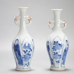 Antique Chinese Porcelain Vases With Figural Scene Early Kangxi Period China