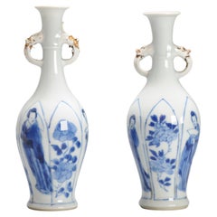 Antique Chinese Porcelain Vases With Figural Scene Early Kangxi Period China