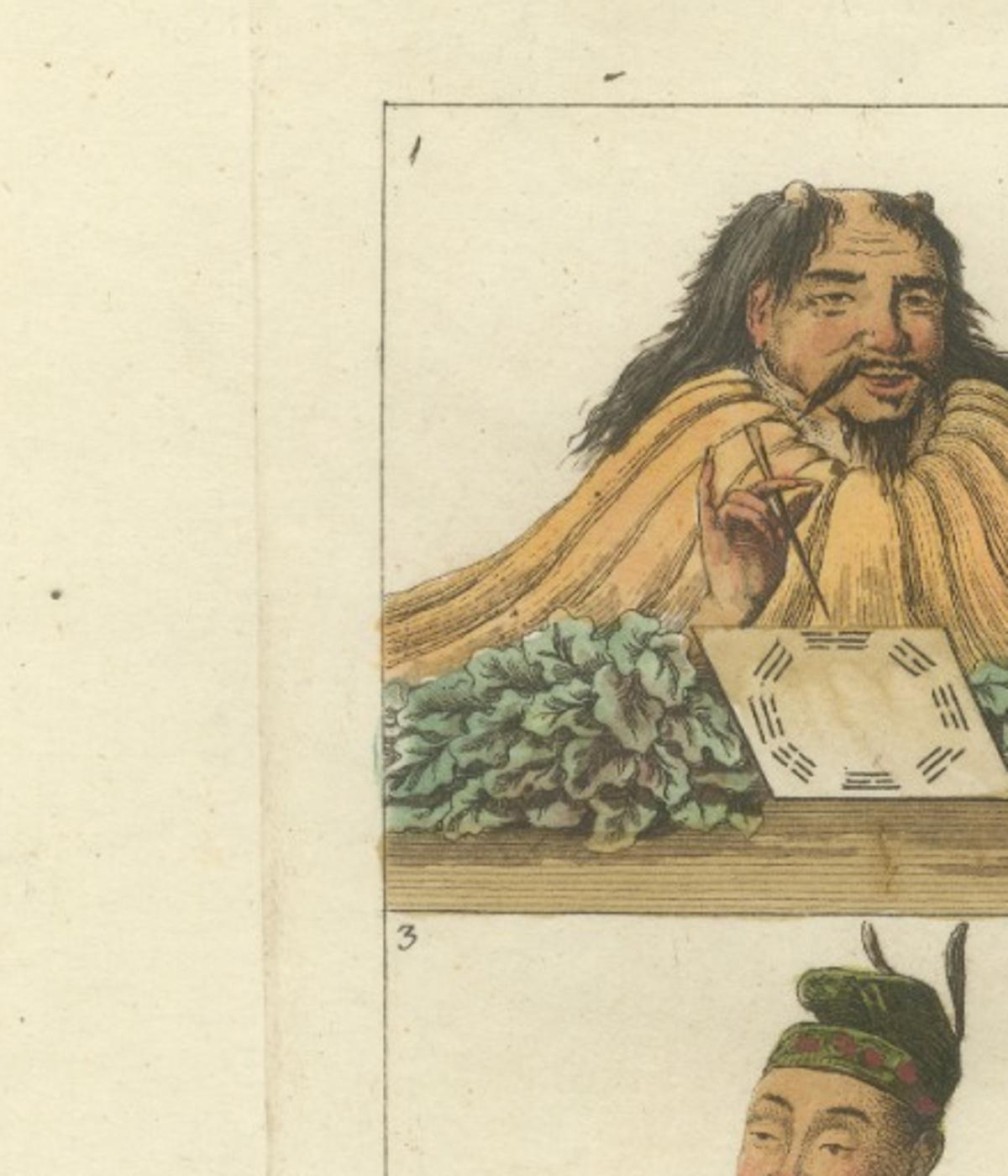 Antique Chinese Portraits Print – Confucius & Early Emperors, Ferrario, 1815
