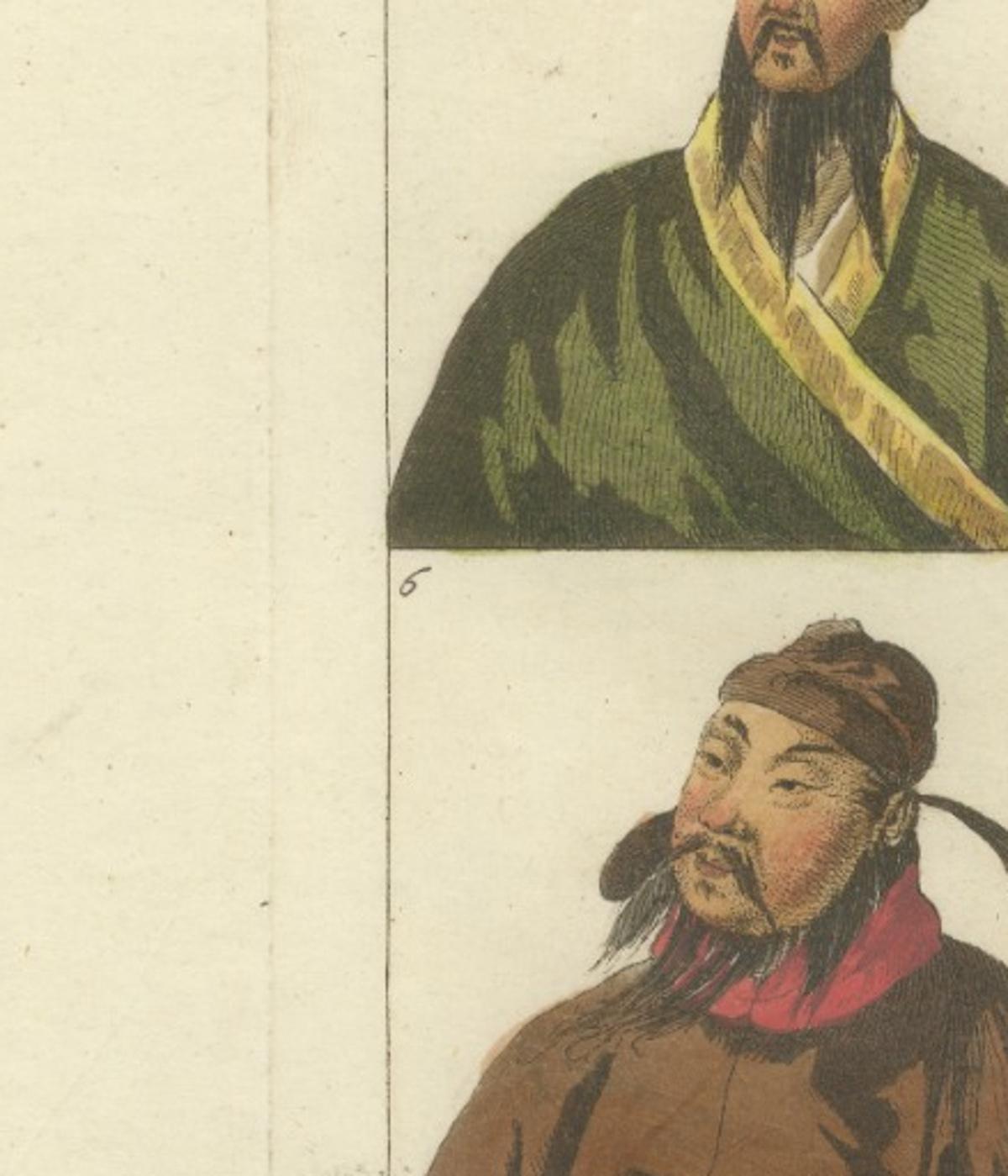 Antique Chinese Portraits Print – Confucius & Early Emperors, Ferrario, 1815
